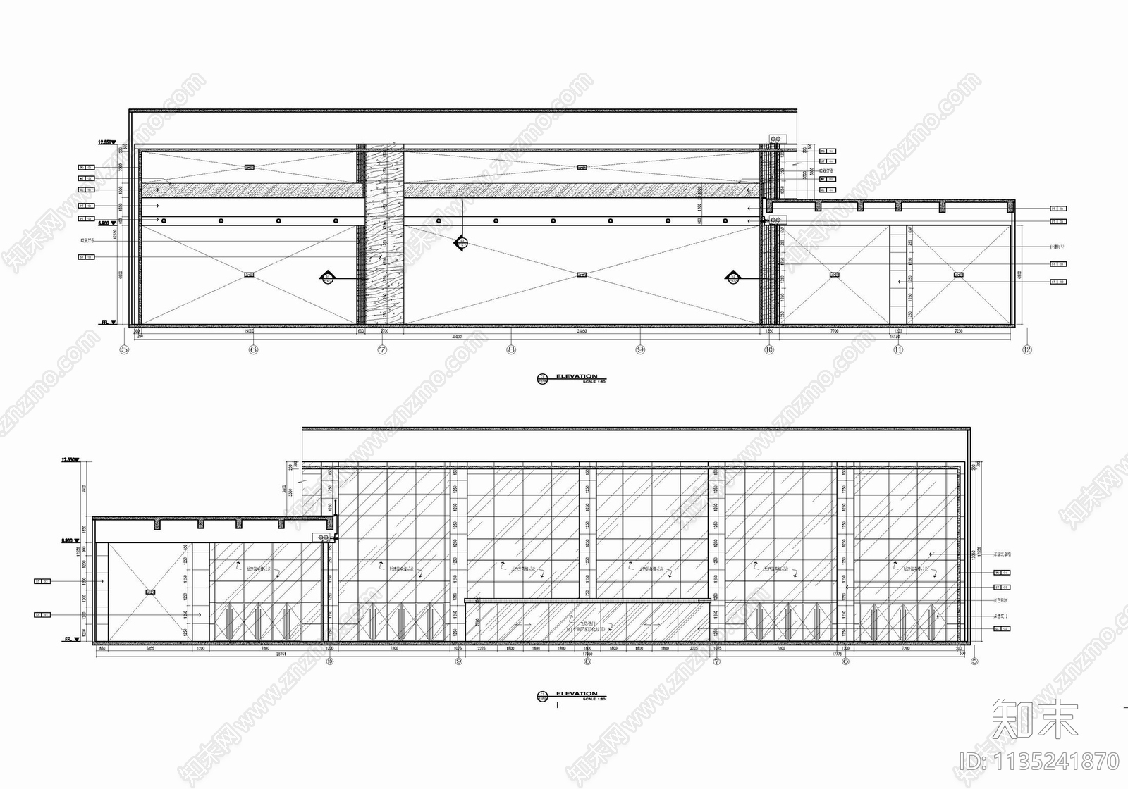 1800㎡大厅公区室内cad施工图下载【ID:1135241870】