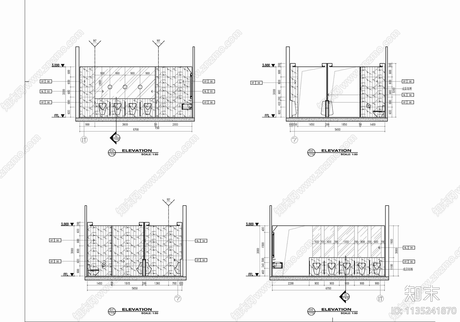 1800㎡大厅公区室内cad施工图下载【ID:1135241870】