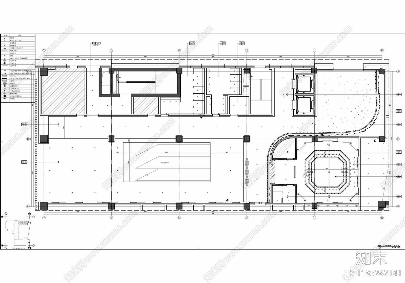 300㎡VIP贵宾接待休闲区cad施工图下载【ID:1135242141】