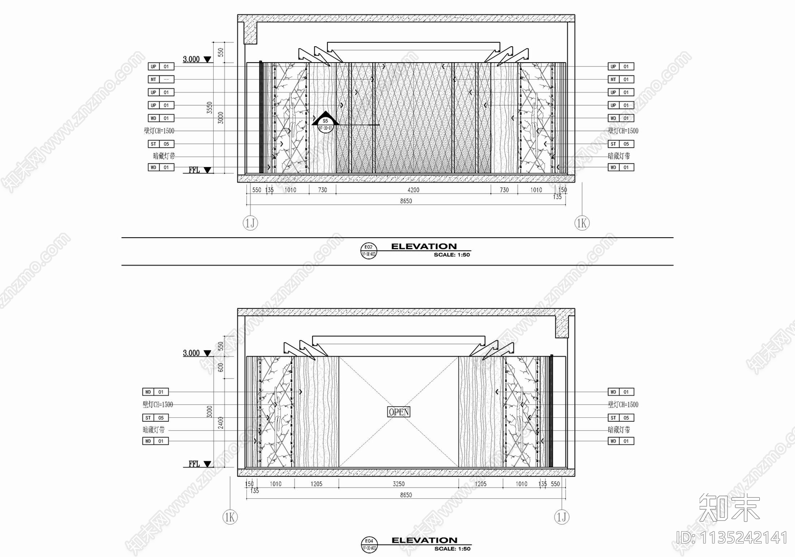 300㎡VIP贵宾接待休闲区cad施工图下载【ID:1135242141】