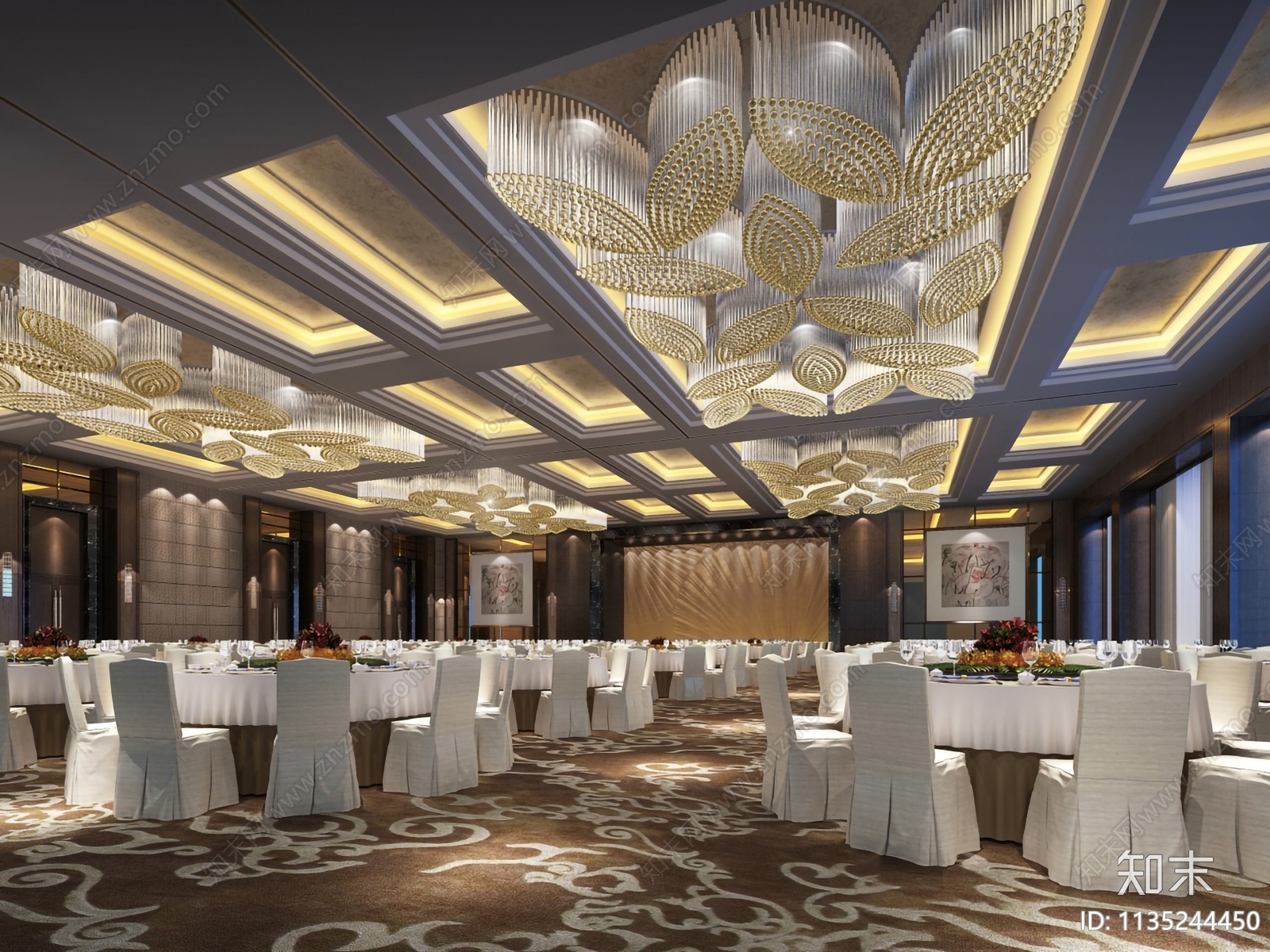 中外合资连锁大饭店宴会厅效果图施工图下载【ID:1135244450】