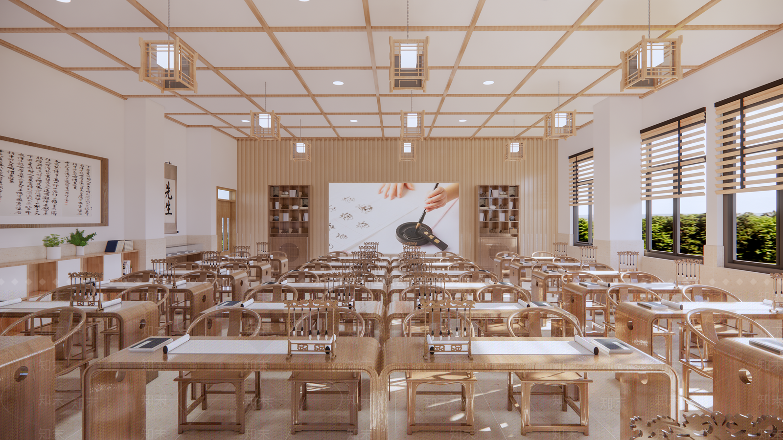 新中式学校教室SU模型下载【ID:1135245092】