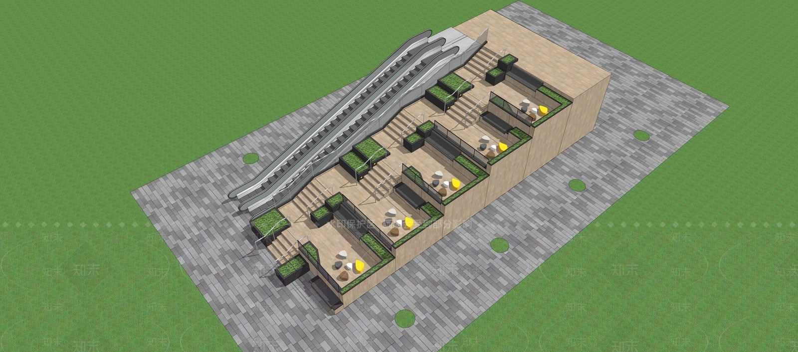 现代台阶景观SU模型下载【ID:1135247850】
