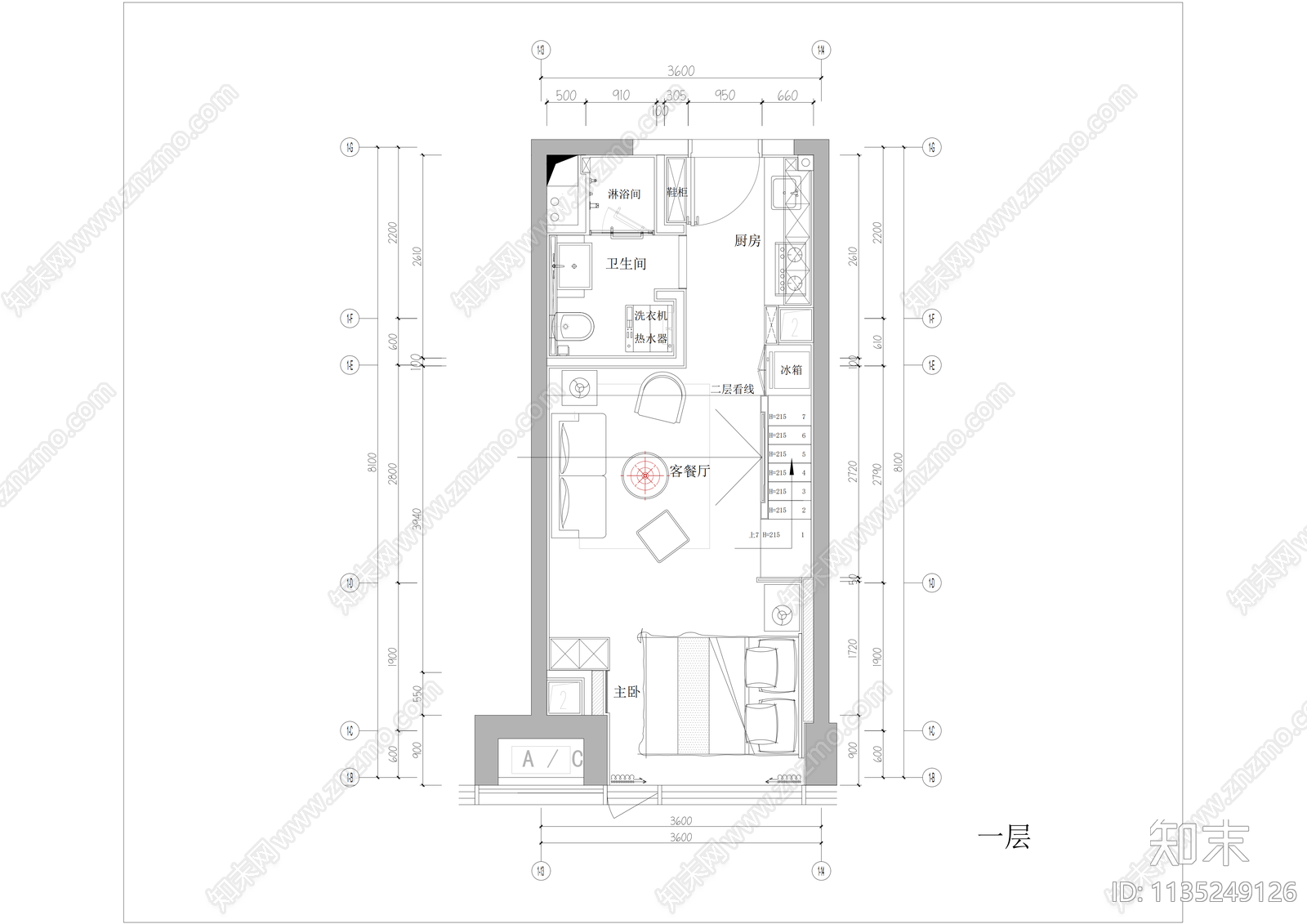 loft公寓样板房平面系统图施工图下载【ID:1135249126】