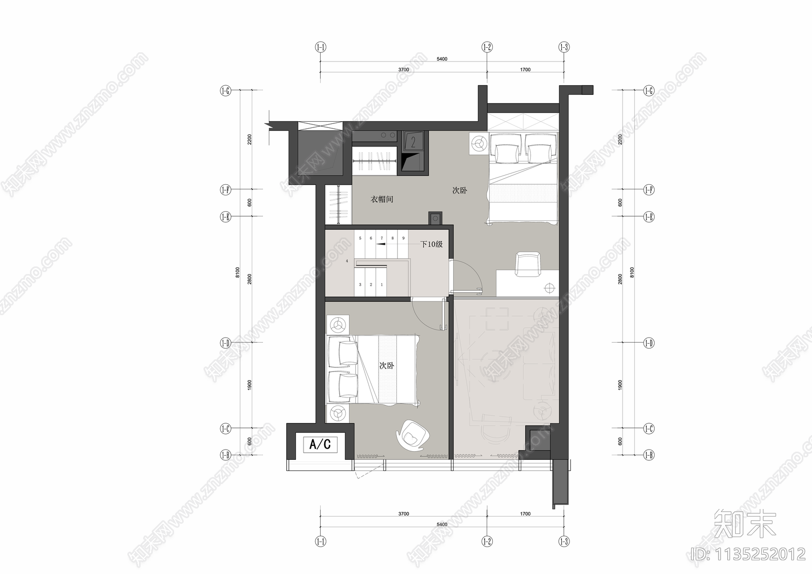 loft公寓样板房施工图下载【ID:1135252012】