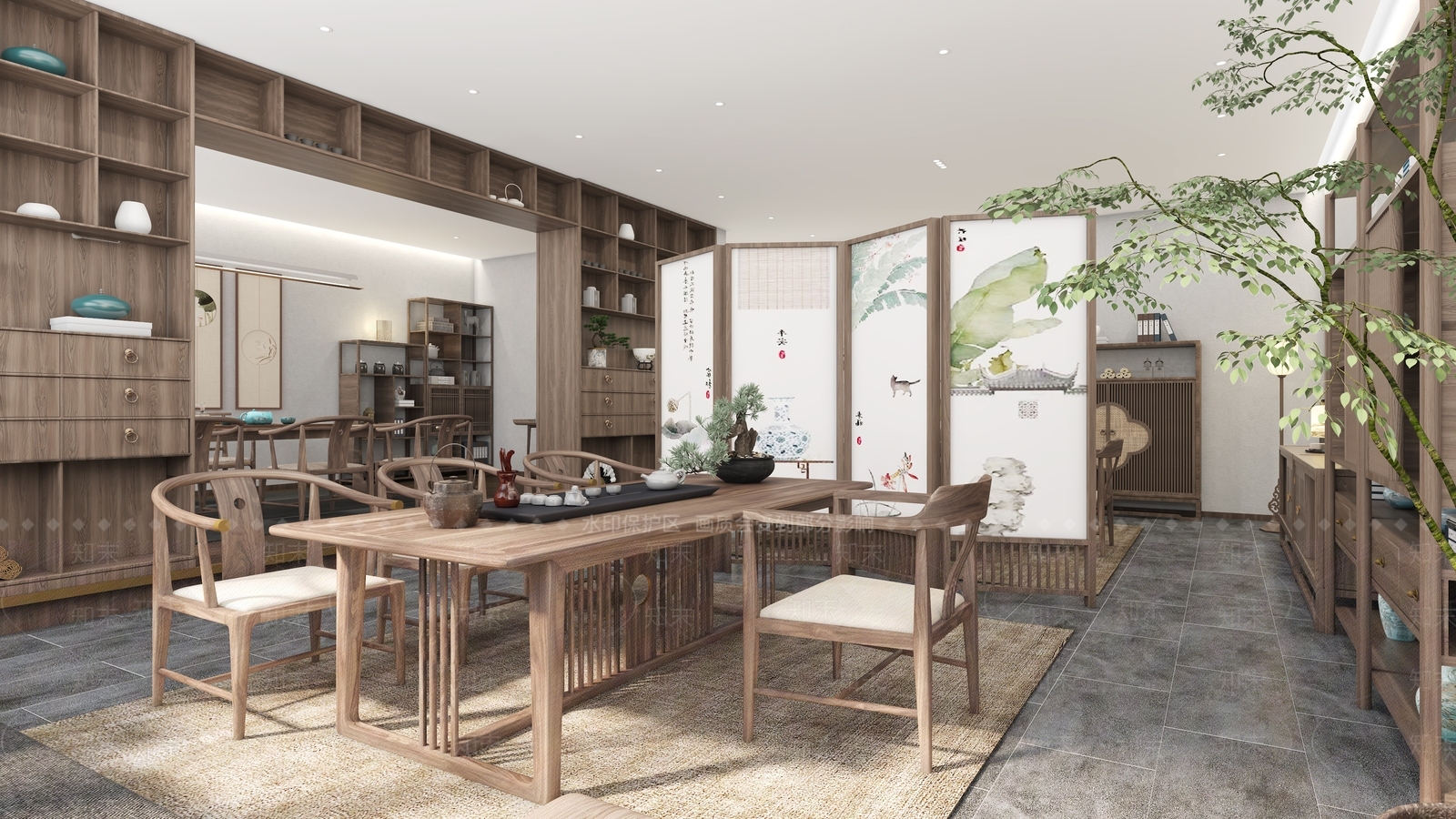 新中式茶室3D模型下载【ID:1135259286】