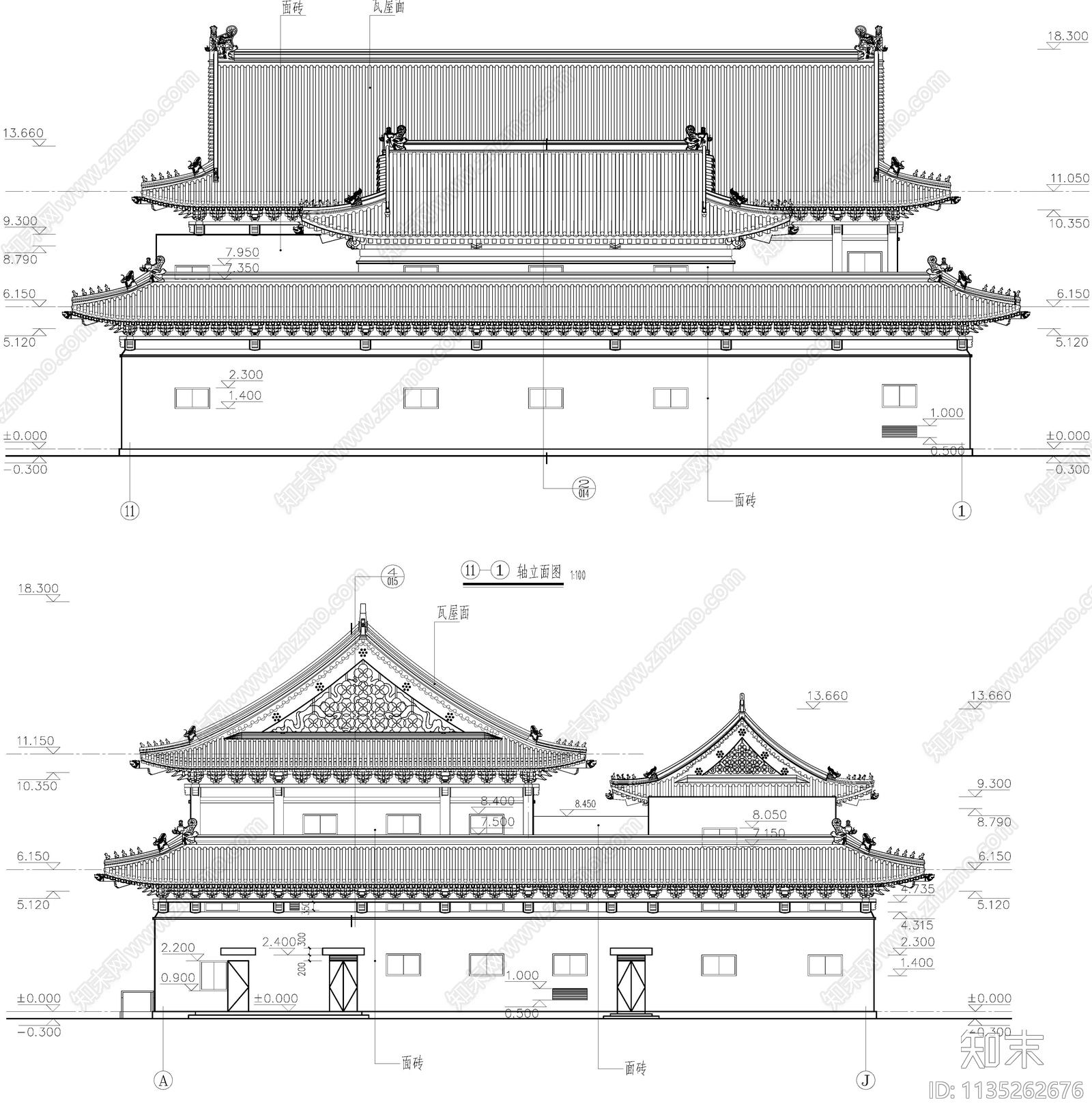 莲宗寺古建筑cad施工图下载【ID:1135262676】