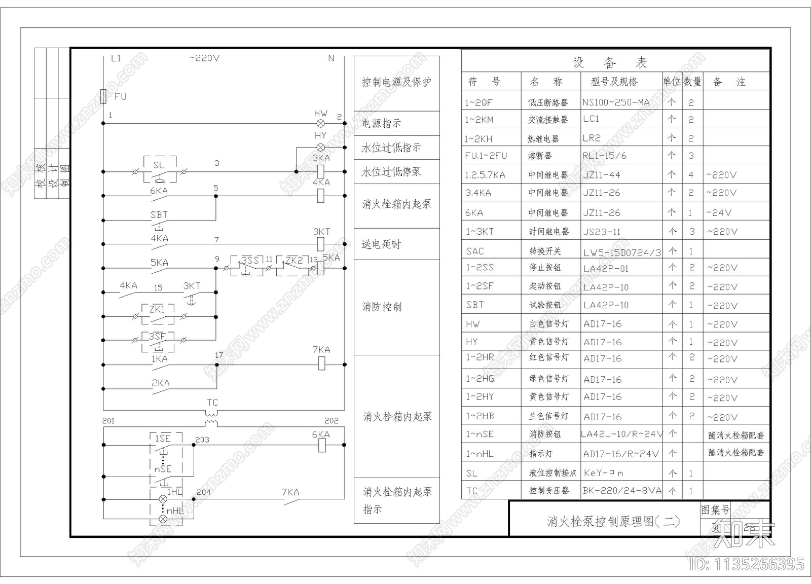 消火栓泵控制原理图cad施工图下载【ID:1135266395】