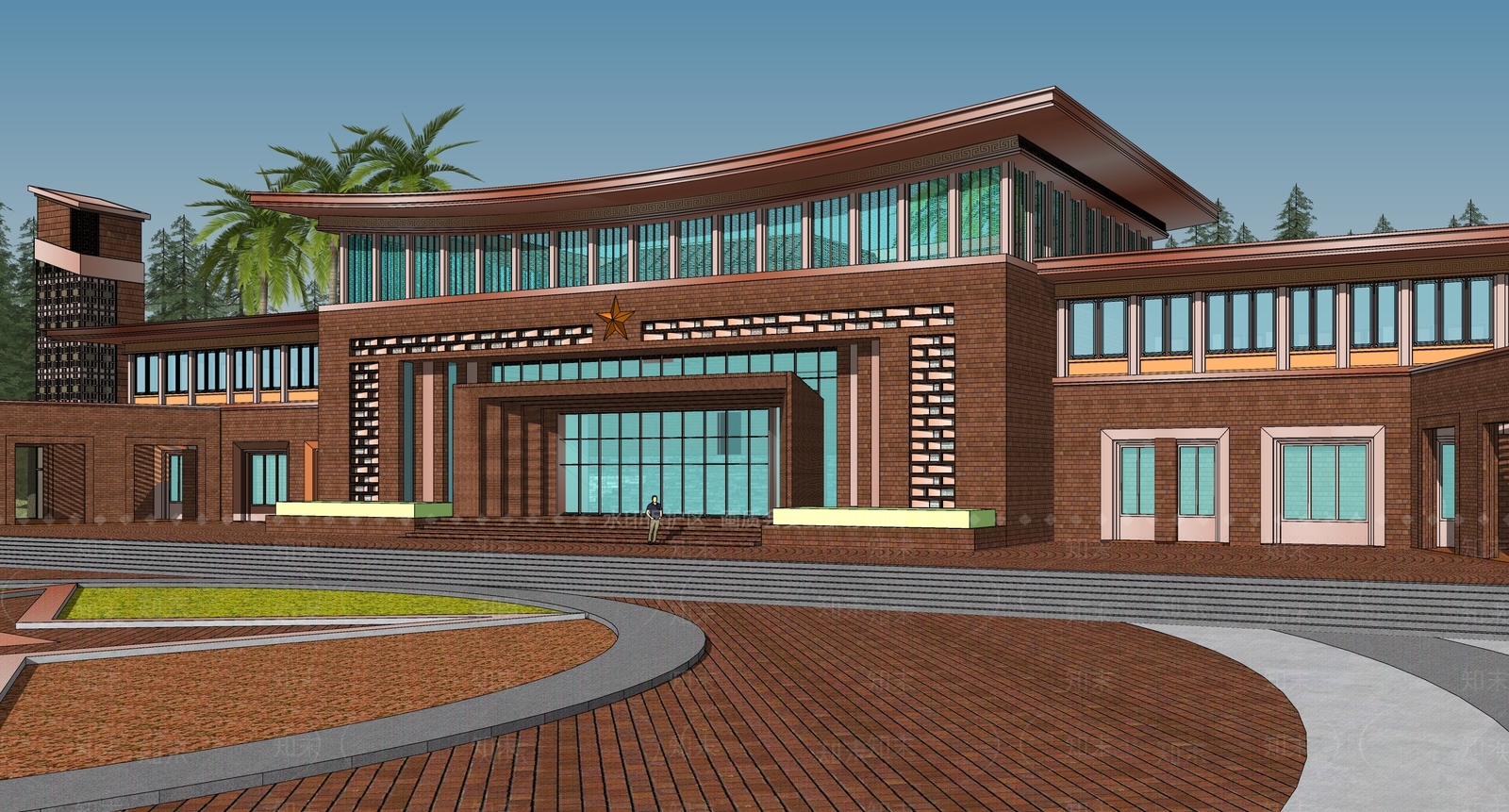 现代展览馆建筑SU模型下载【ID:1135267017】