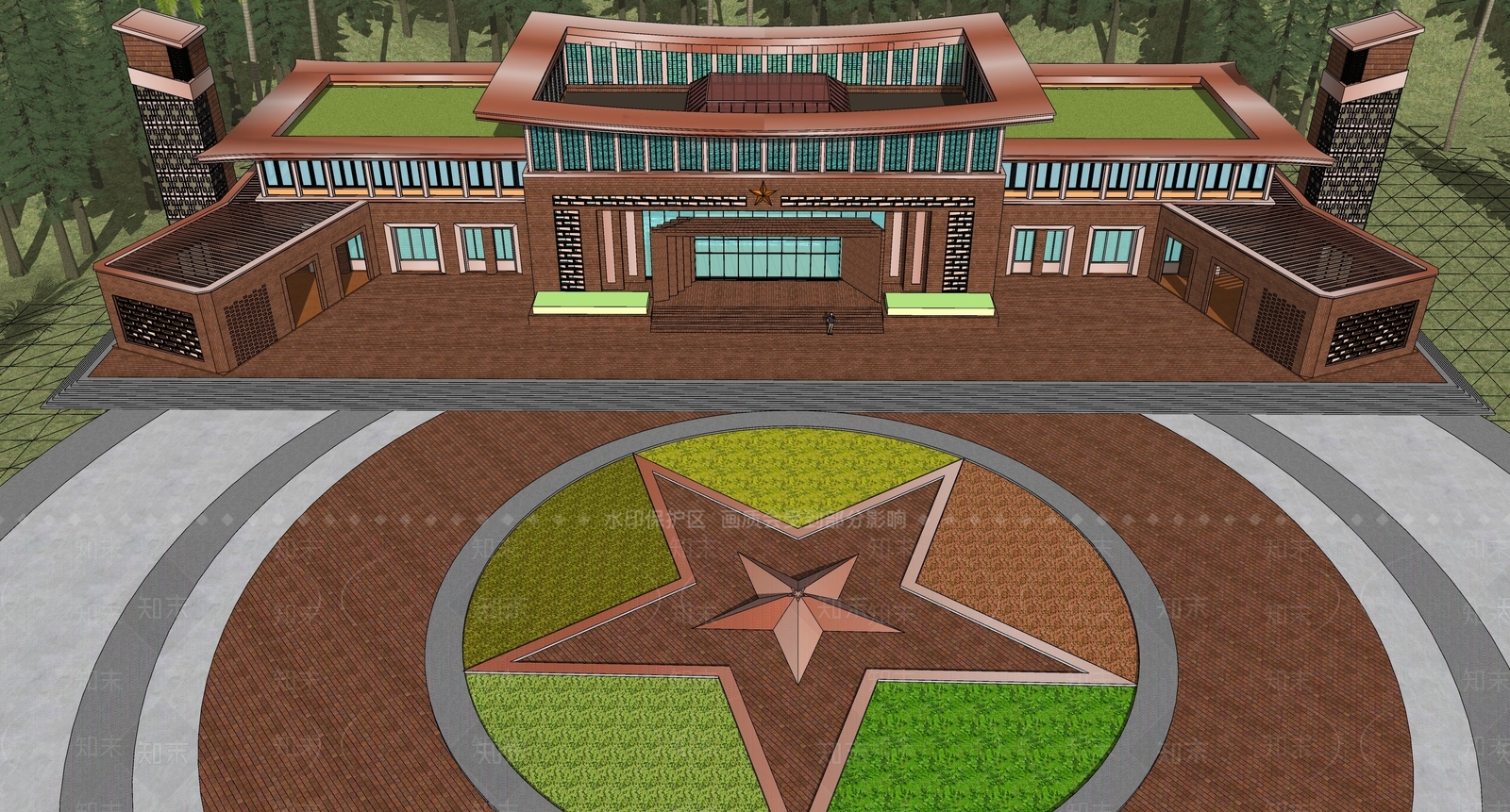现代展览馆建筑SU模型下载【ID:1135267017】