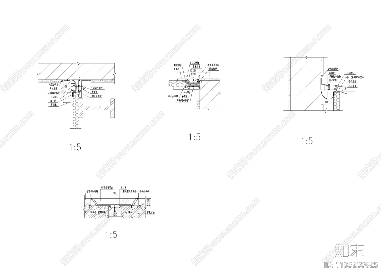 肖变形缝节点详图cad施工图下载【ID:1135268625】
