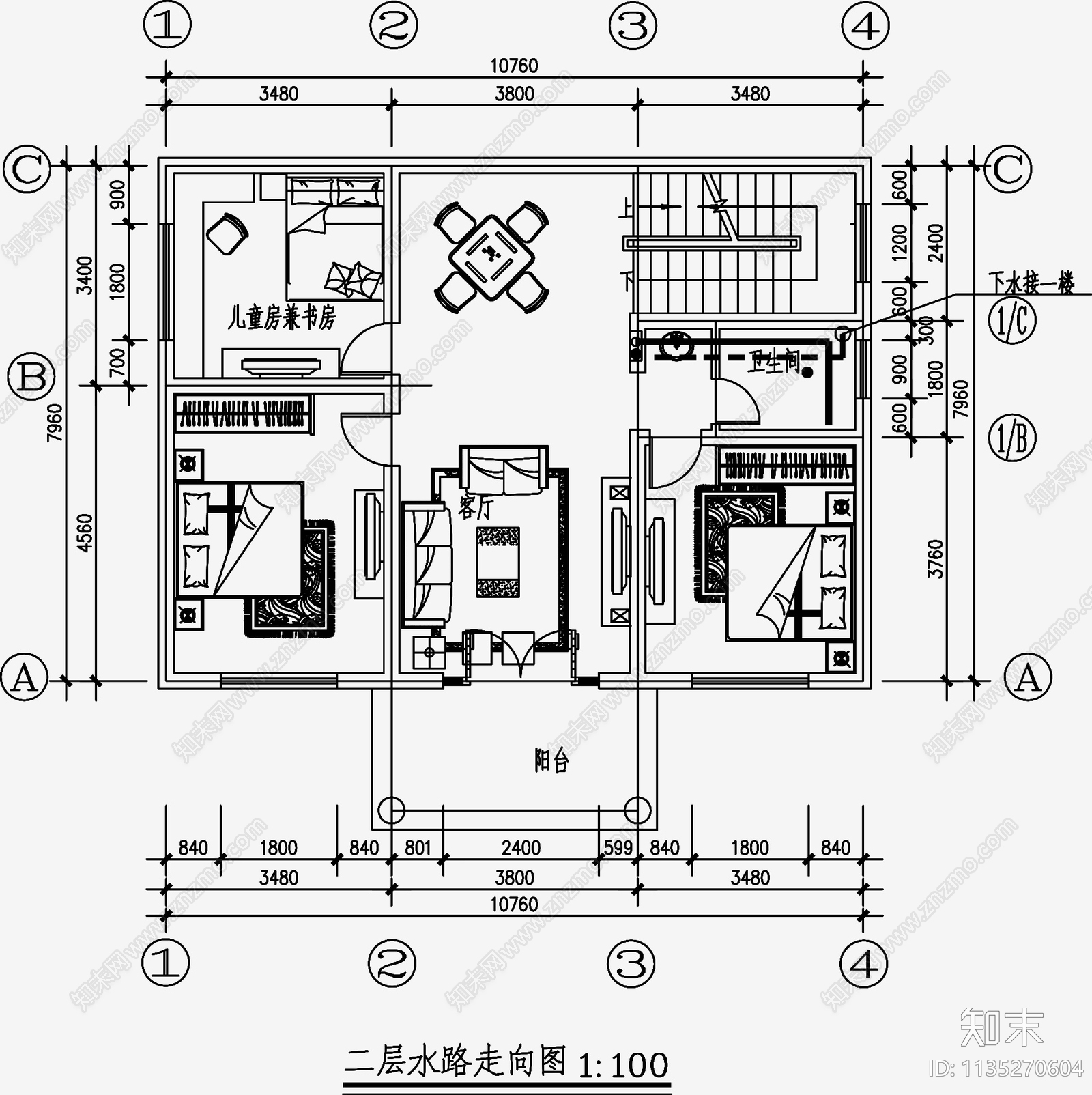 自建房建筑给排水cad施工图下载【ID:1135270604】