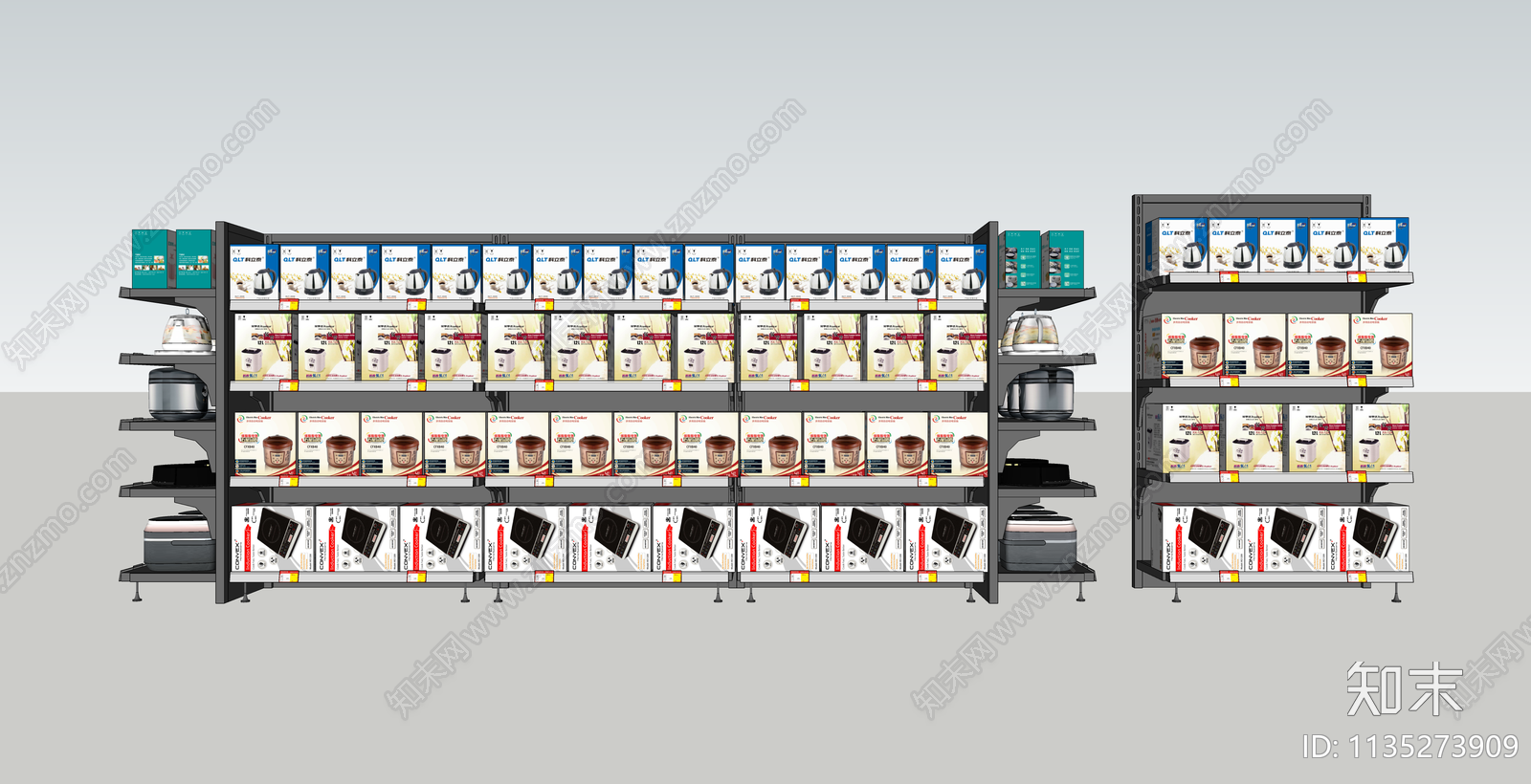 现代商超厨房家杂货架SU模型下载【ID:1135273909】