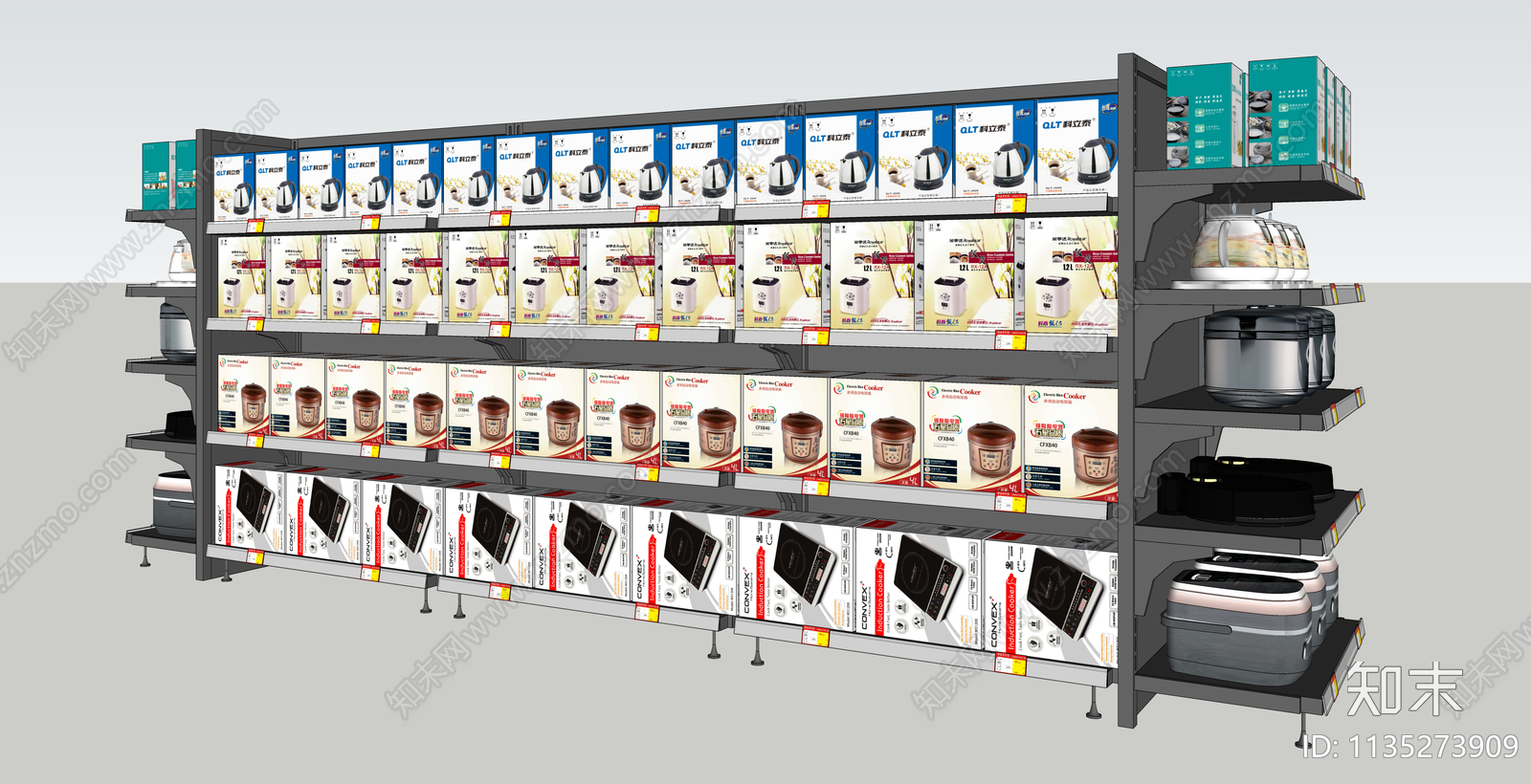 现代商超厨房家杂货架SU模型下载【ID:1135273909】