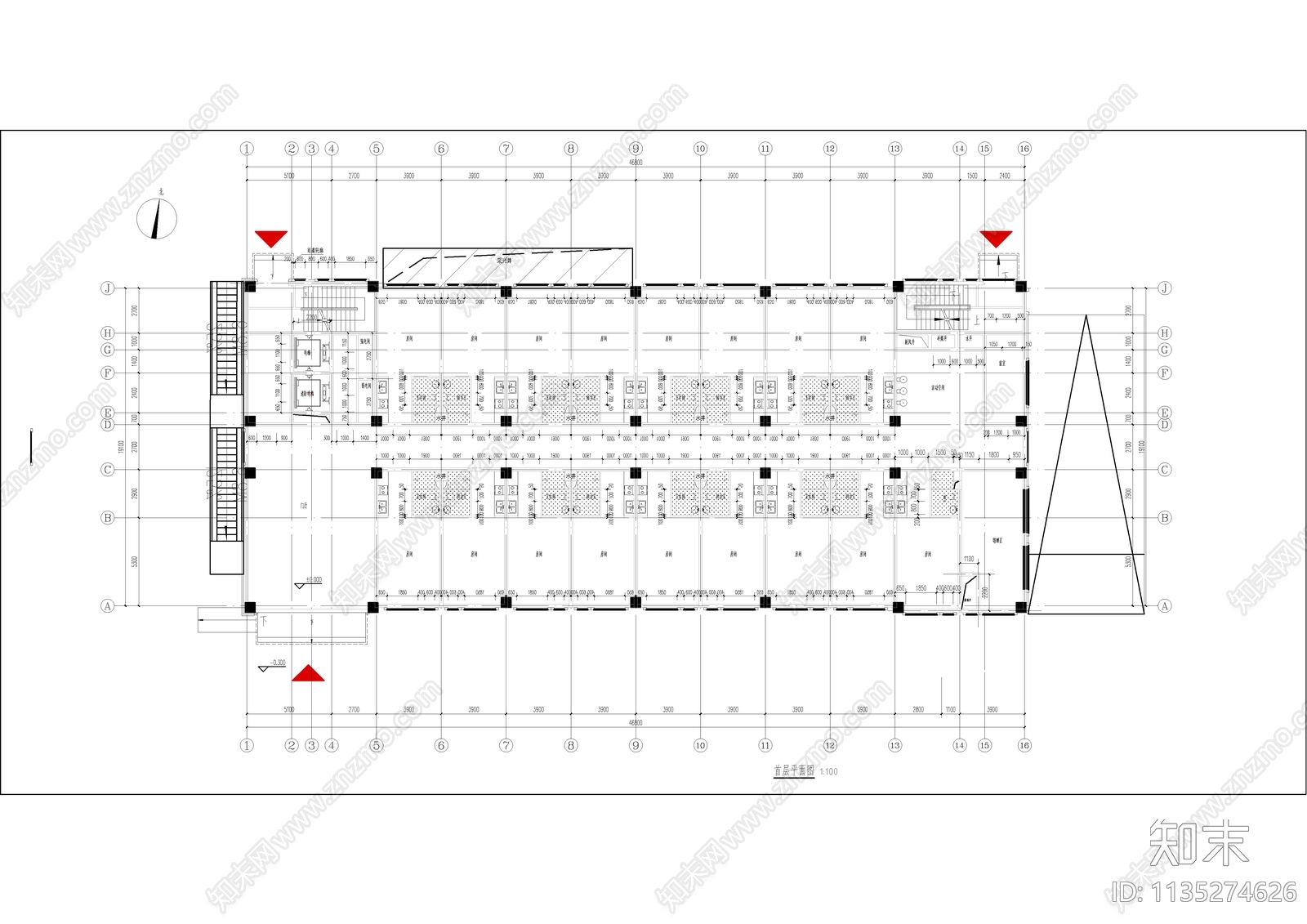 教师职工宿舍楼建筑施工图下载【ID:1135274626】