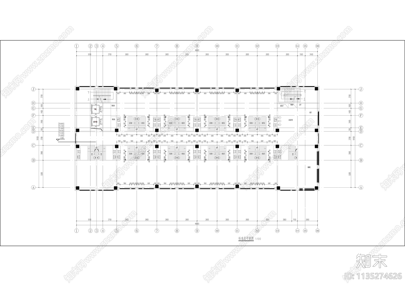 教师职工宿舍楼建筑施工图下载【ID:1135274626】