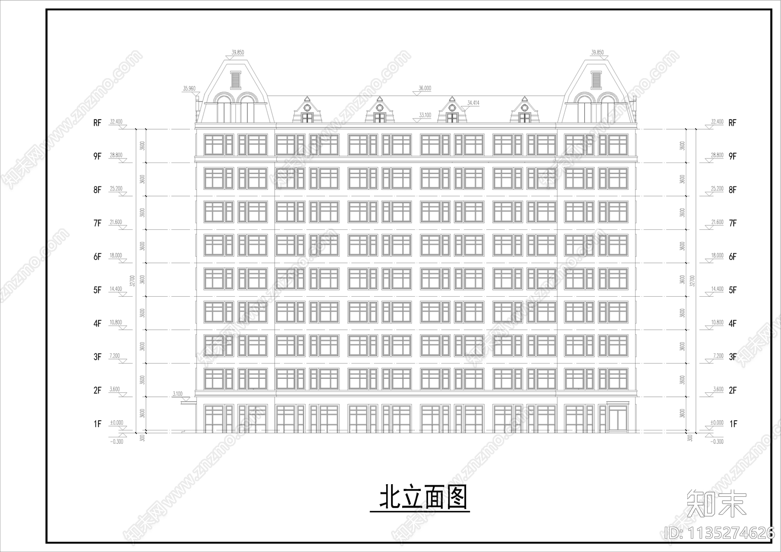 教师职工宿舍楼建筑施工图下载【ID:1135274626】