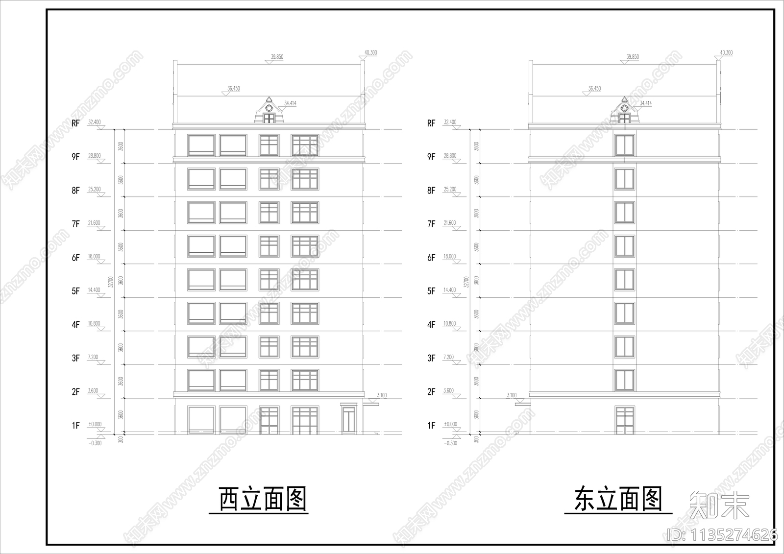 教师职工宿舍楼建筑施工图下载【ID:1135274626】