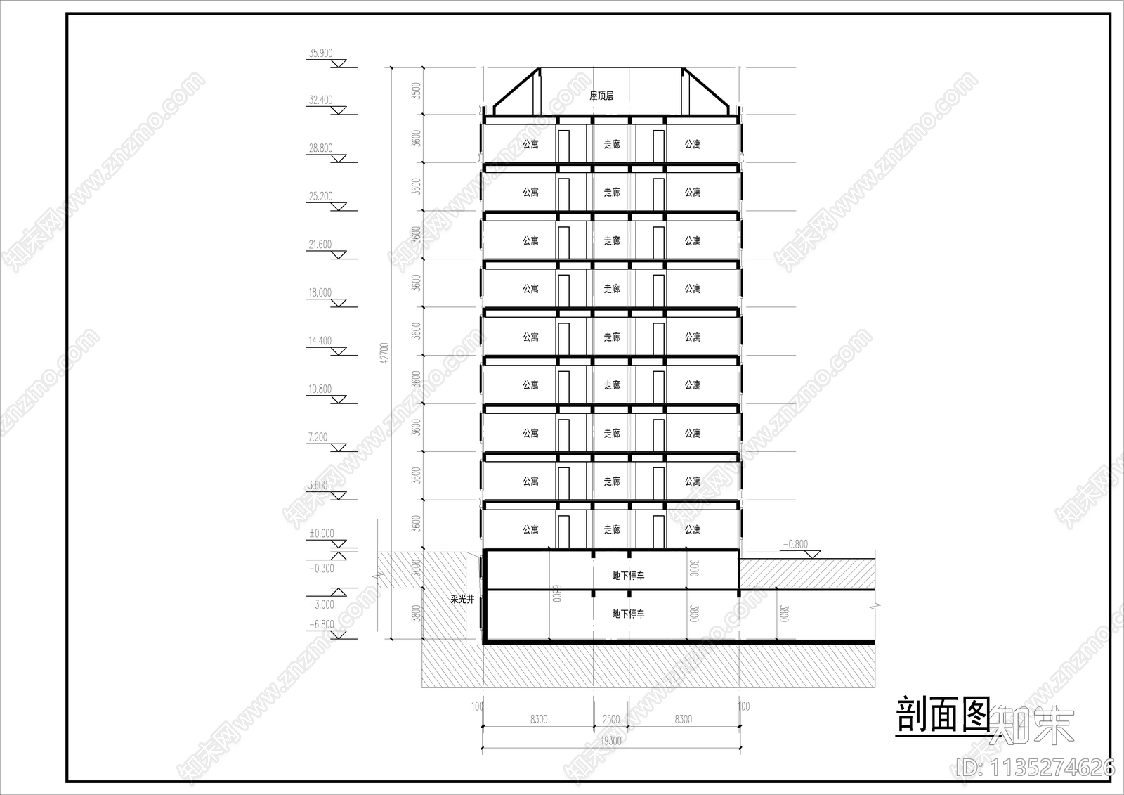 教师职工宿舍楼建筑施工图下载【ID:1135274626】