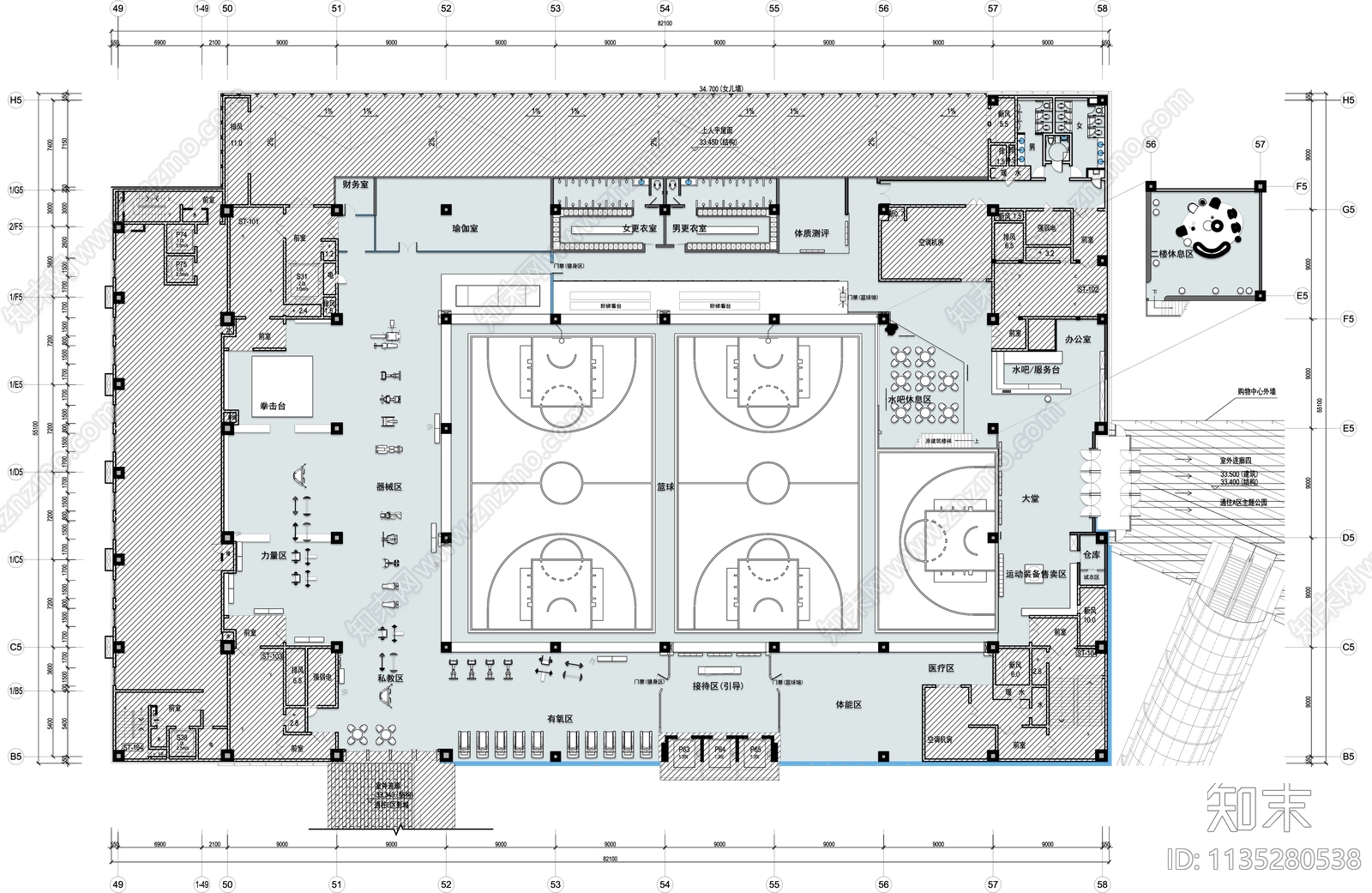 篮球场平面布置图施工图下载【ID:1135280538】