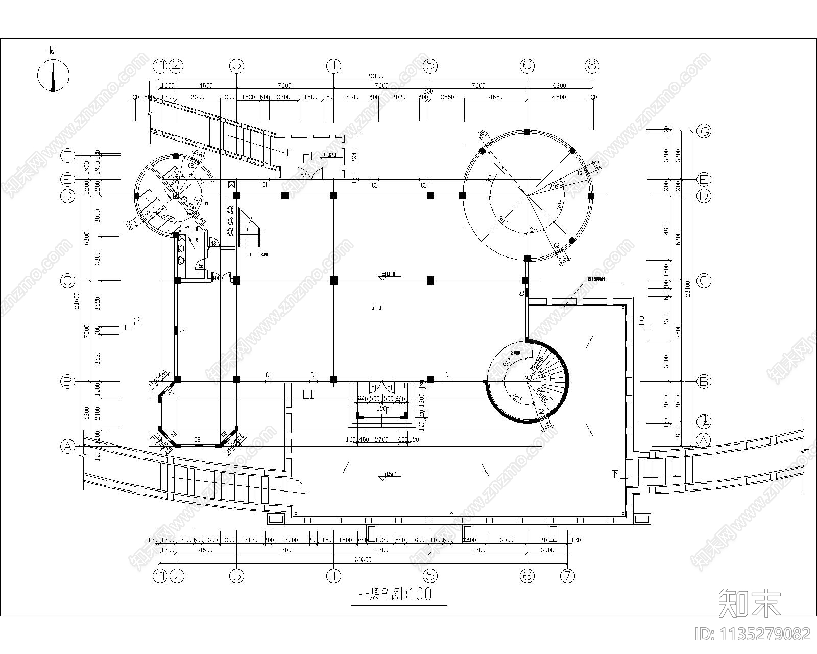 古堡建筑设计cad施工图下载【ID:1135279082】