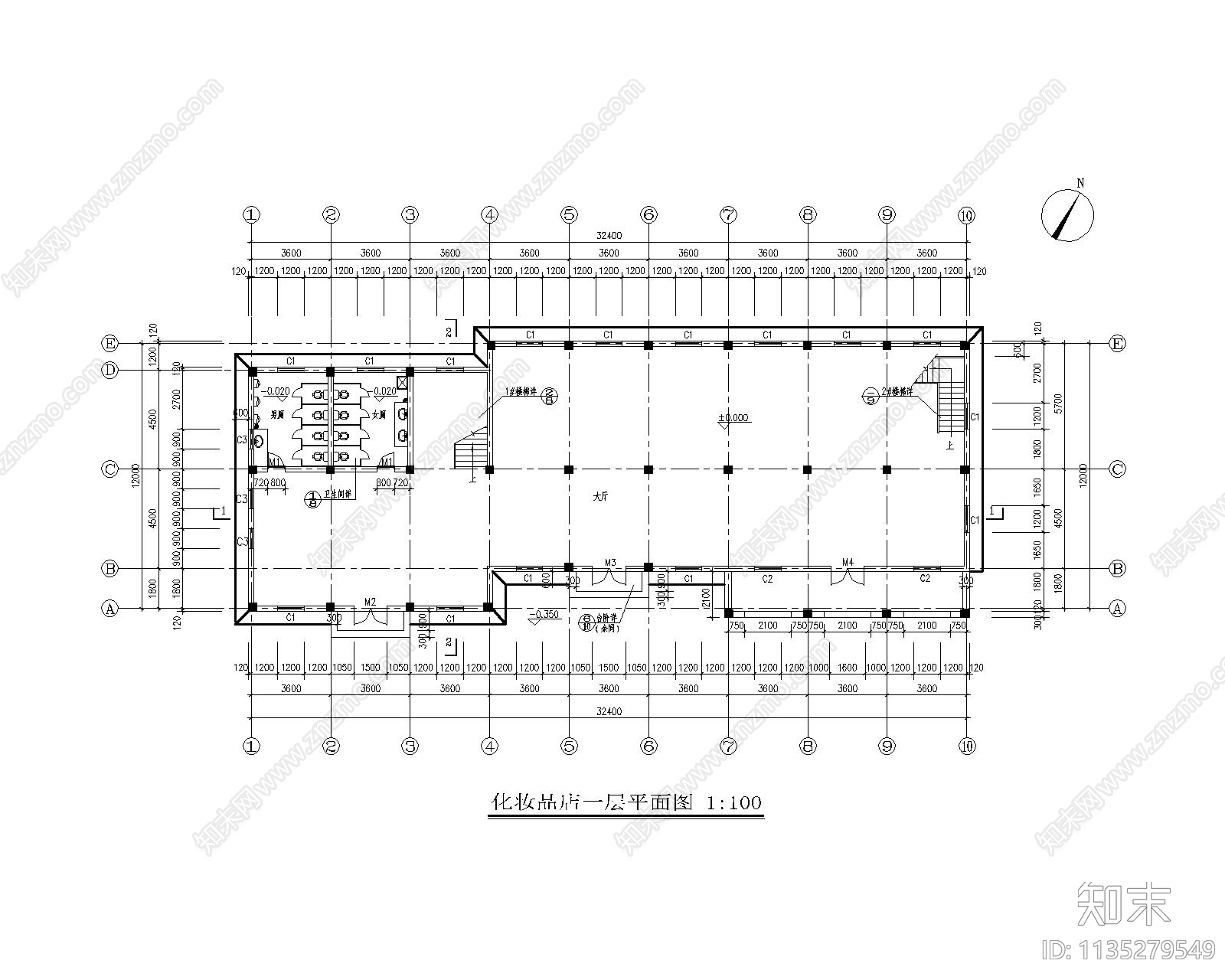 化妆品专卖店设计施工图下载【ID:1135279549】