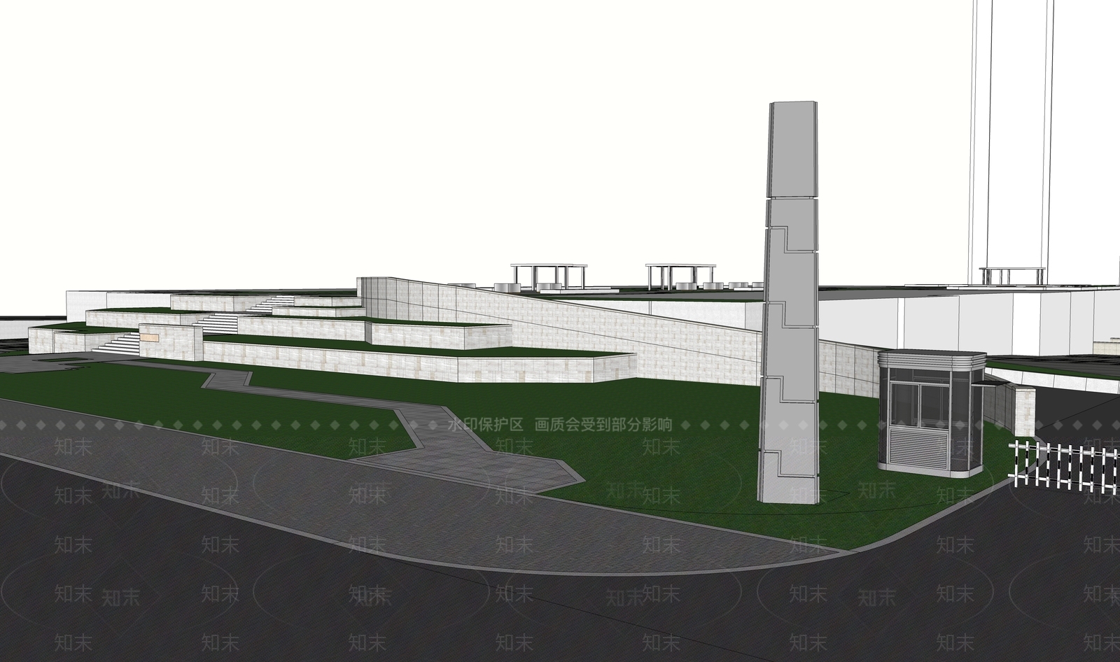 现代办公景观SU模型下载【ID:1135282184】