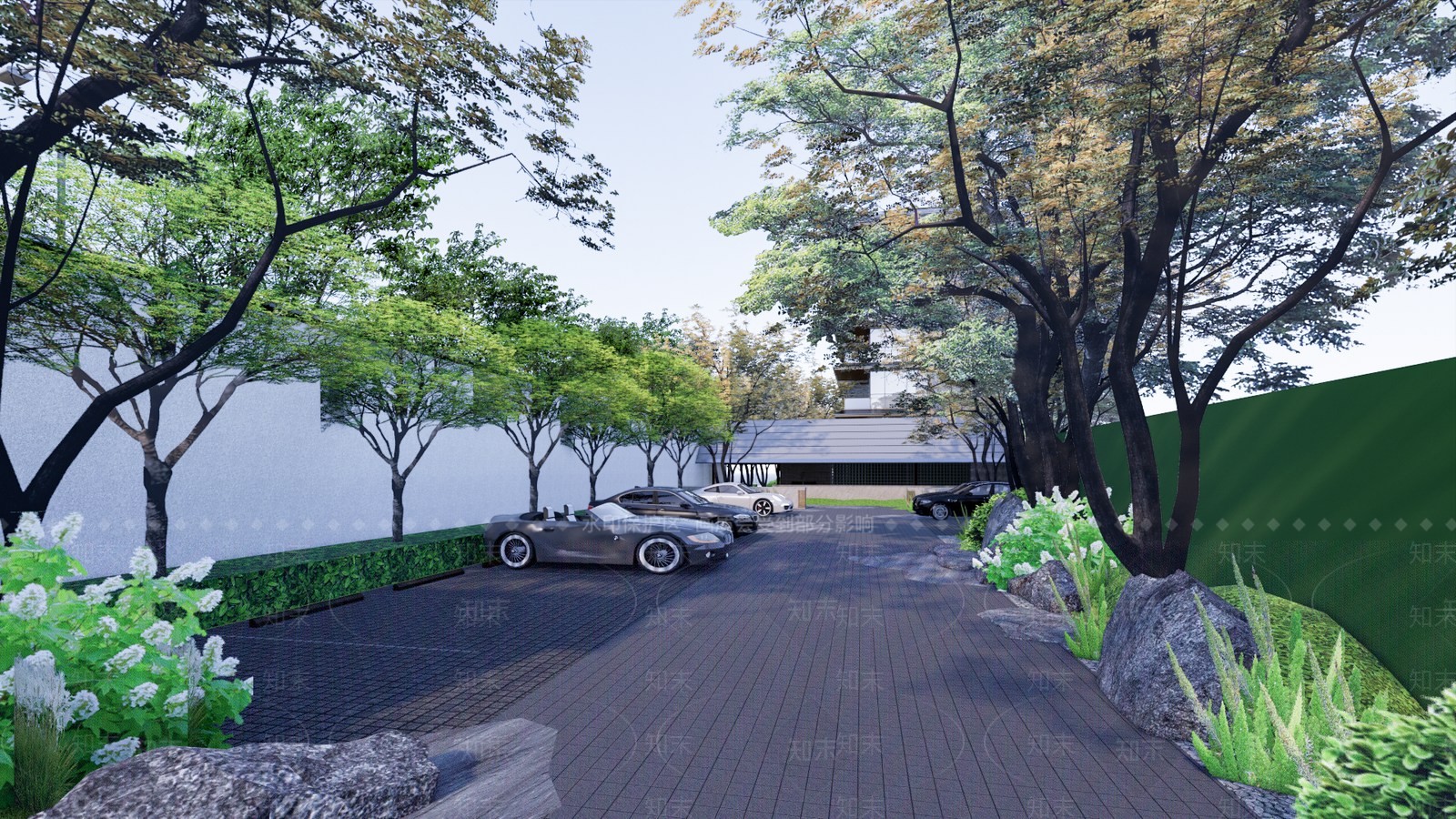 现代户外停车场SU模型下载【ID:1135286790】