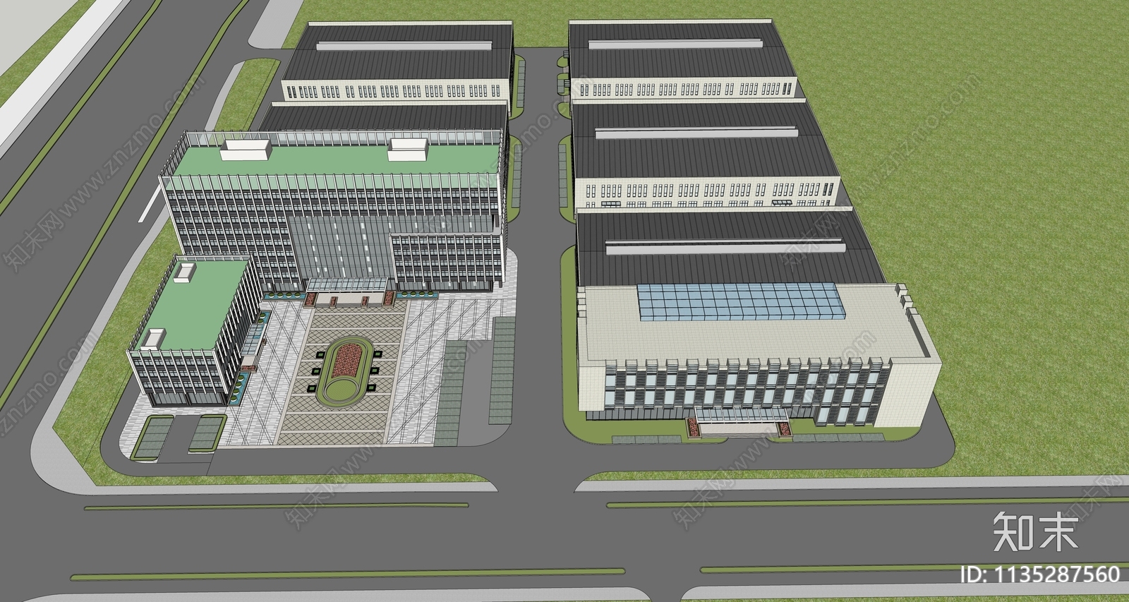 现代产业园SU模型下载【ID:1135287560】