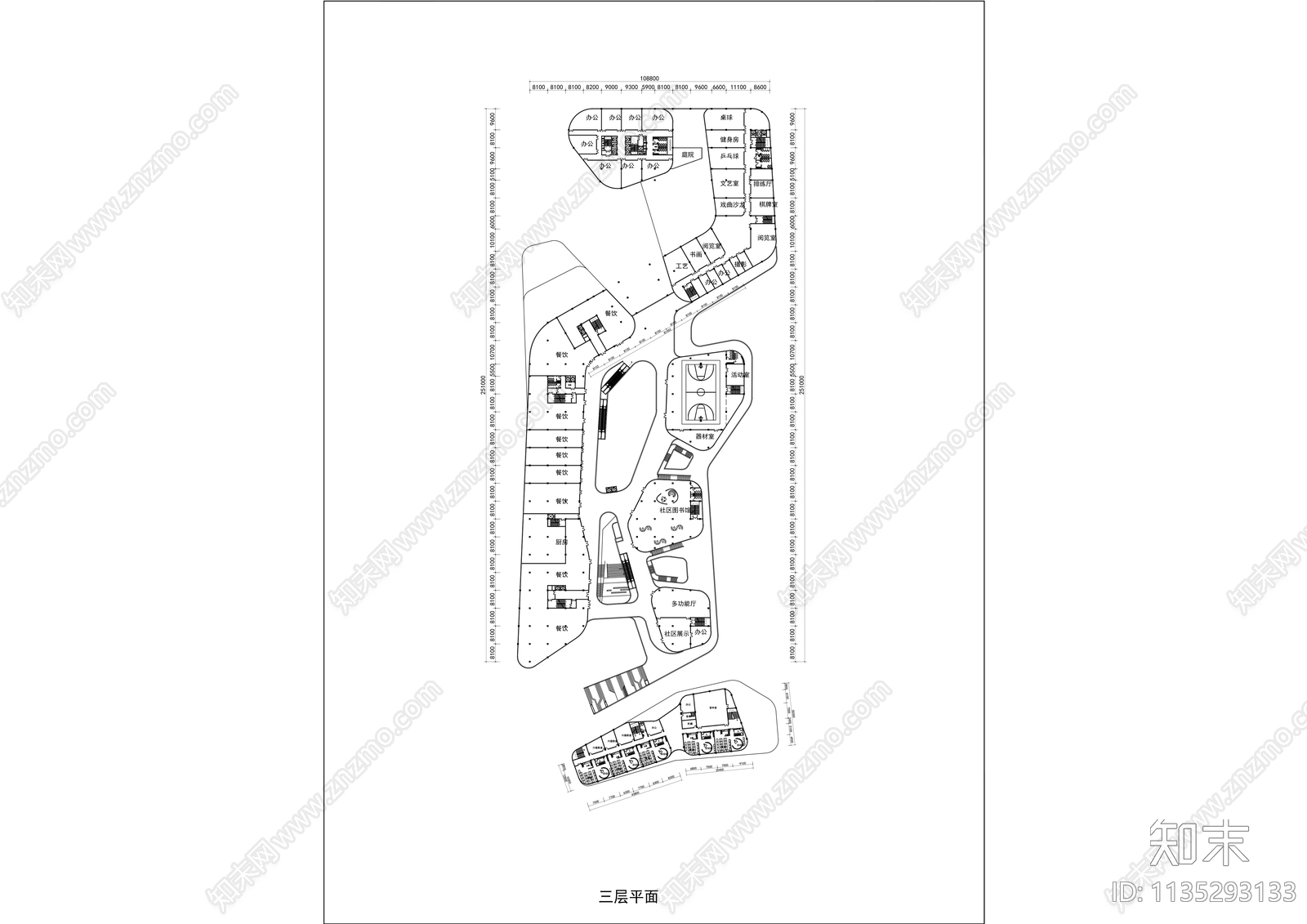 现代社区邻里中心建筑规划效果图施工图下载【ID:1135293133】