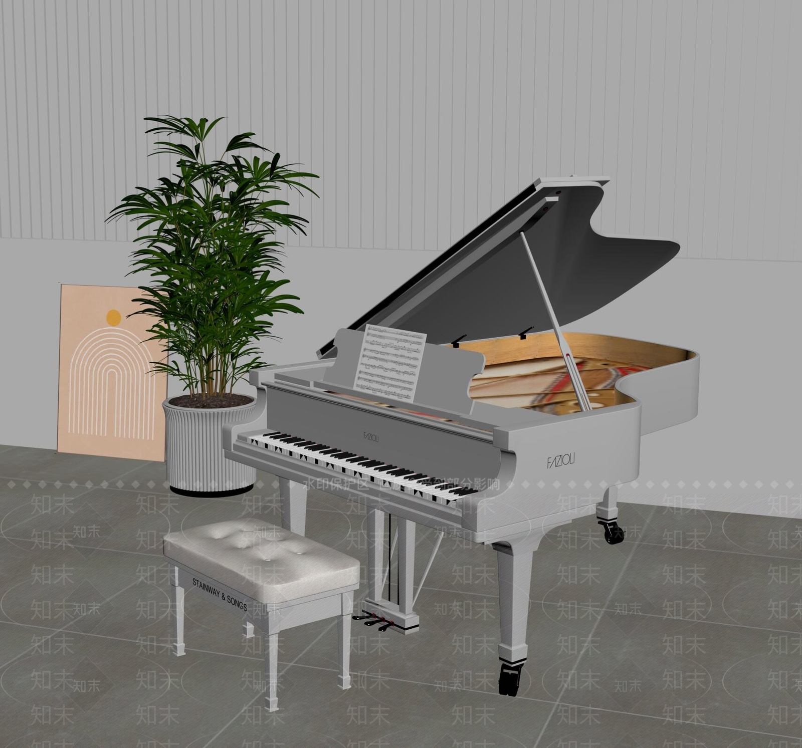 现代钢琴SU模型下载【ID:1135293378】