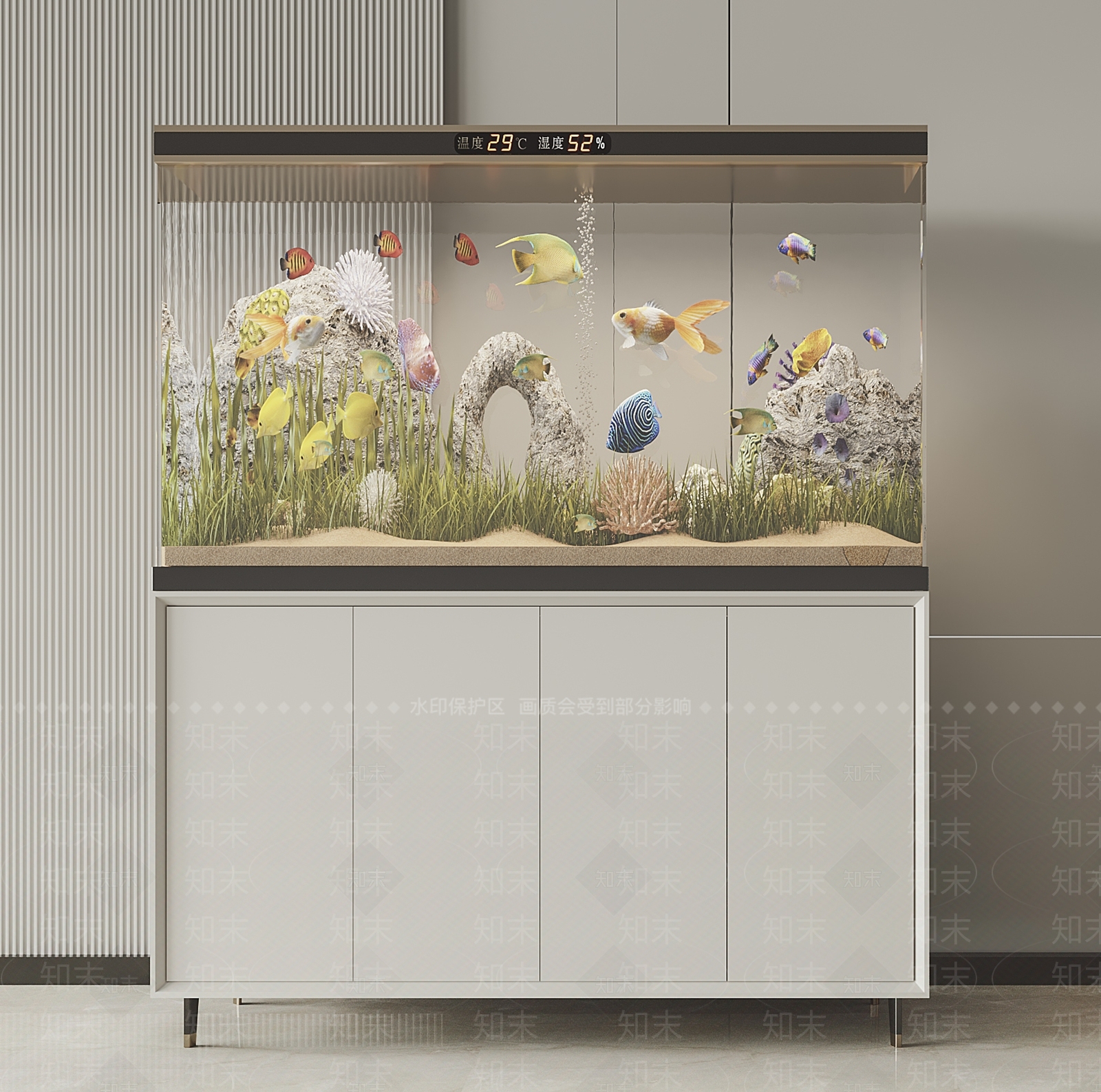 现代鱼缸水族3D模型下载【ID:1135293775】