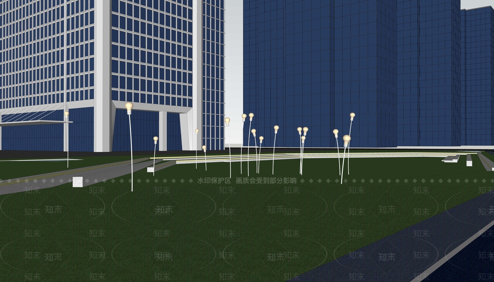 现代台阶景观SU模型下载【ID:1135294304】