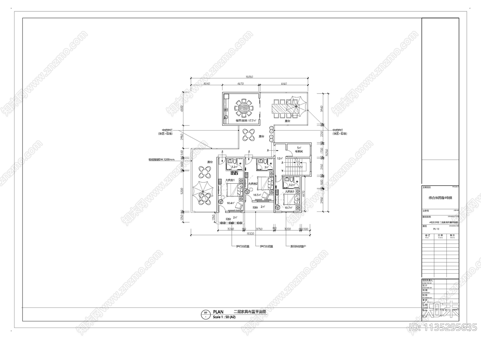 民宿室内cad施工图下载【ID:1135295635】