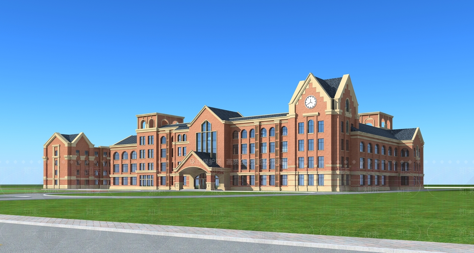 简欧学校3D模型下载【ID:1135305172】