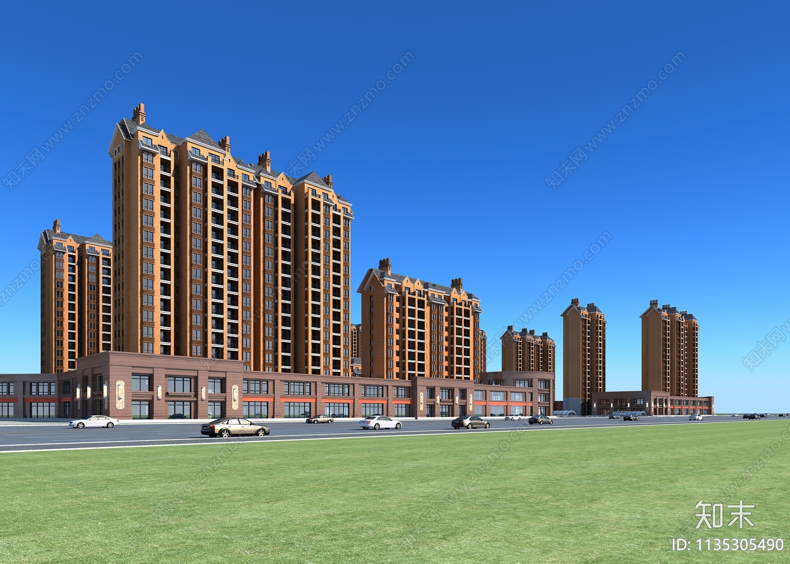 简欧住宅沿街3D模型下载【ID:1135305490】