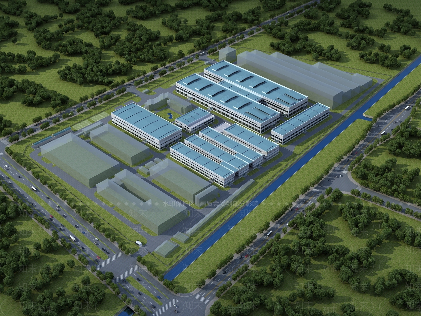 现代工业厂房3D模型下载【ID:1135305770】