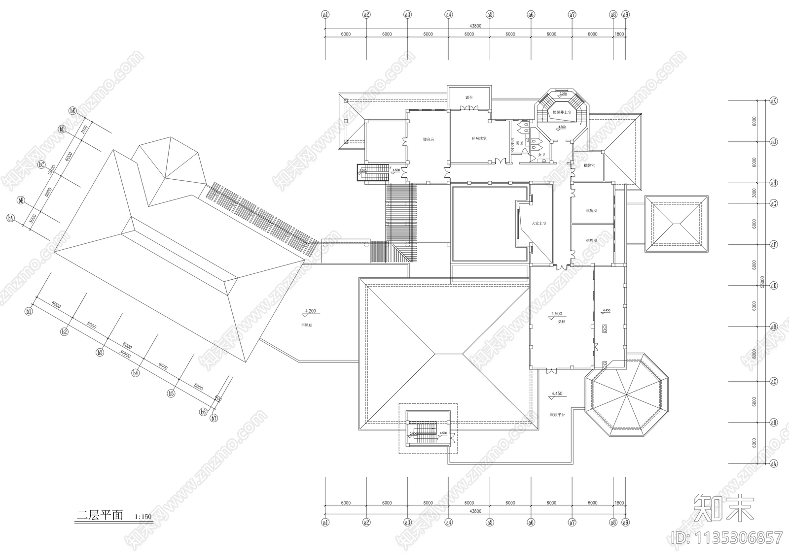 娱乐会所建筑cad施工图下载【ID:1135306857】