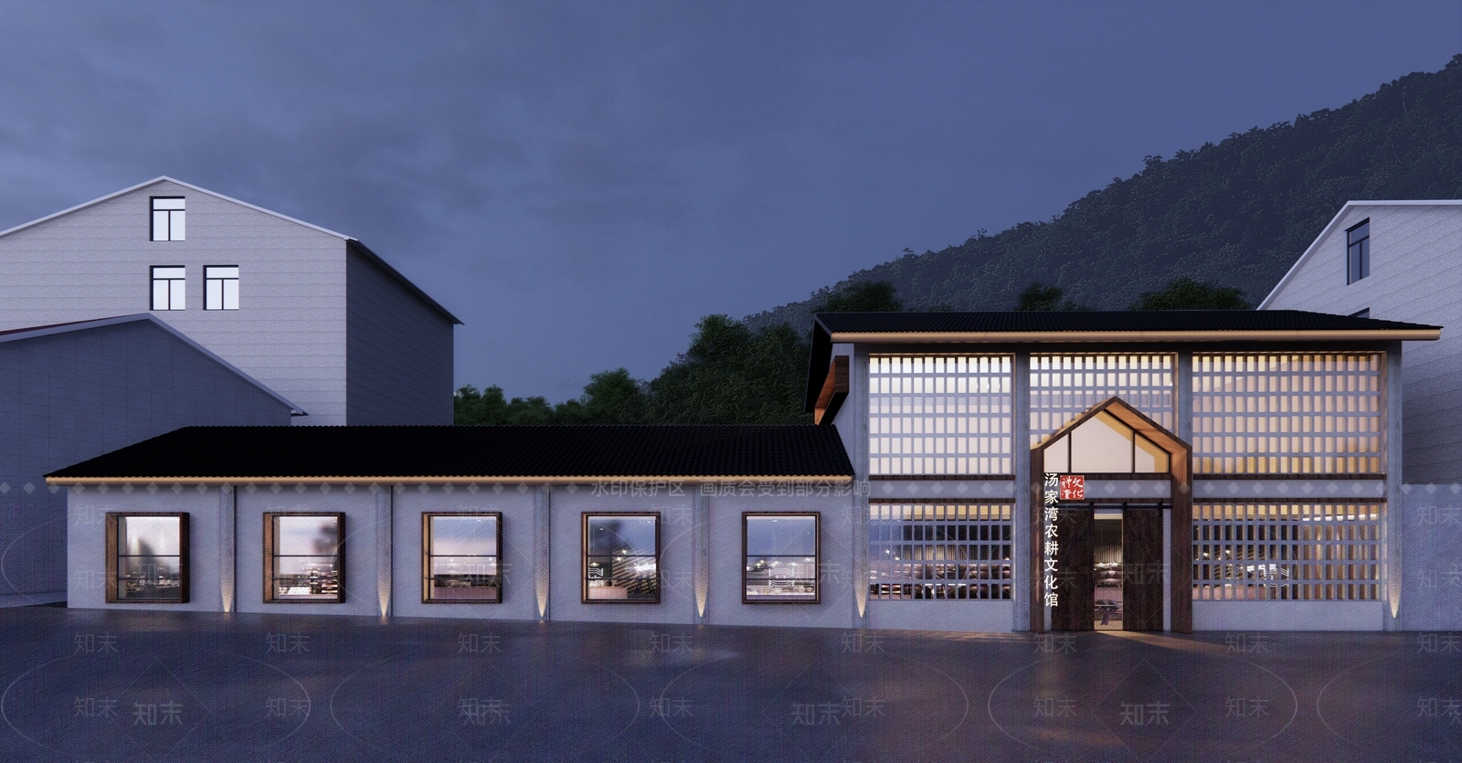 新中式展览馆建筑SU模型下载【ID:1135314800】
