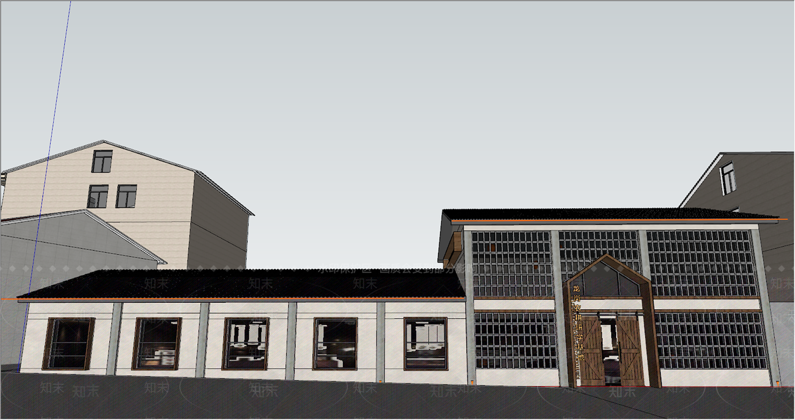 新中式展览馆建筑SU模型下载【ID:1135314800】
