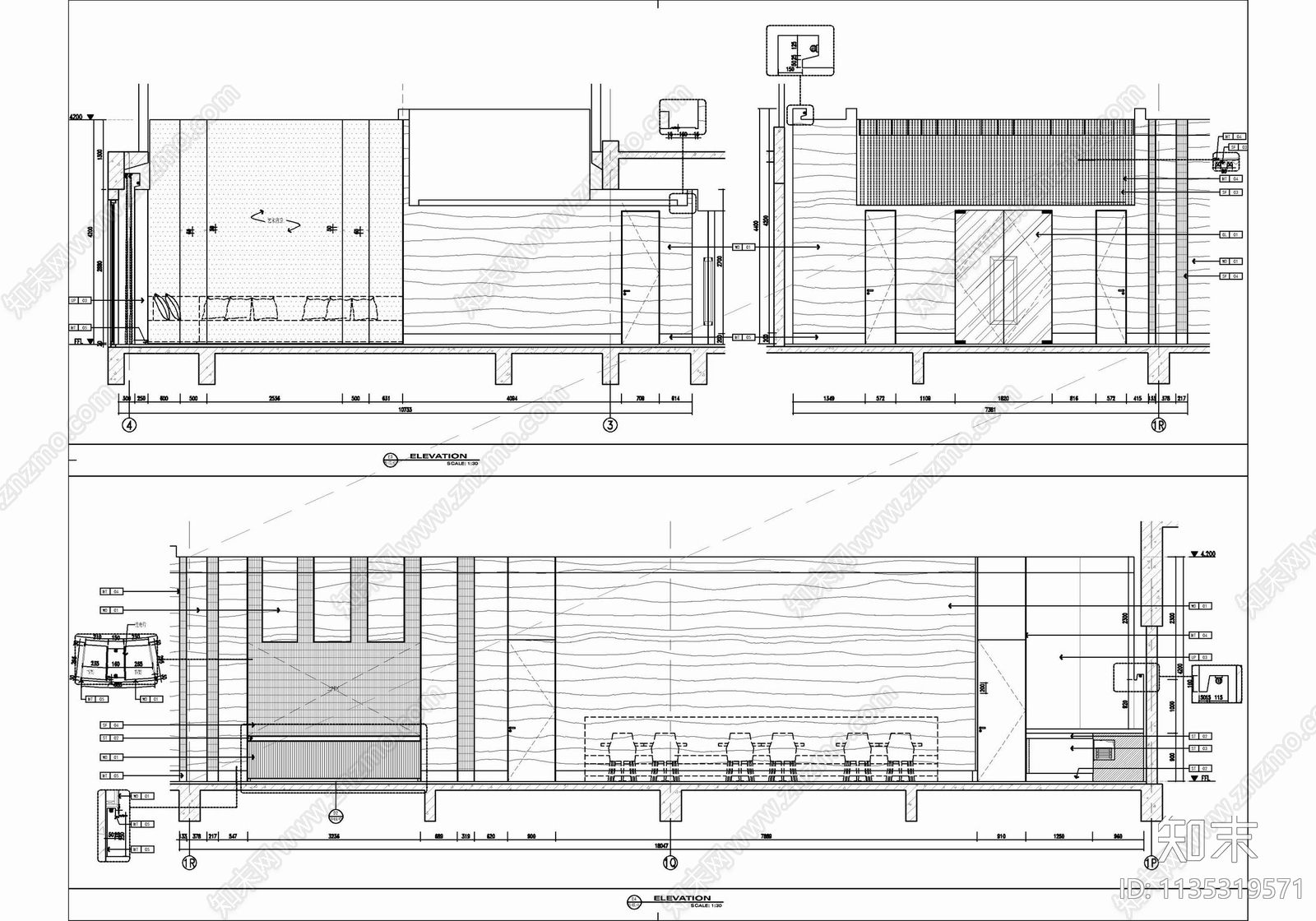 300㎡行政酒廊室内cad施工图下载【ID:1135319571】