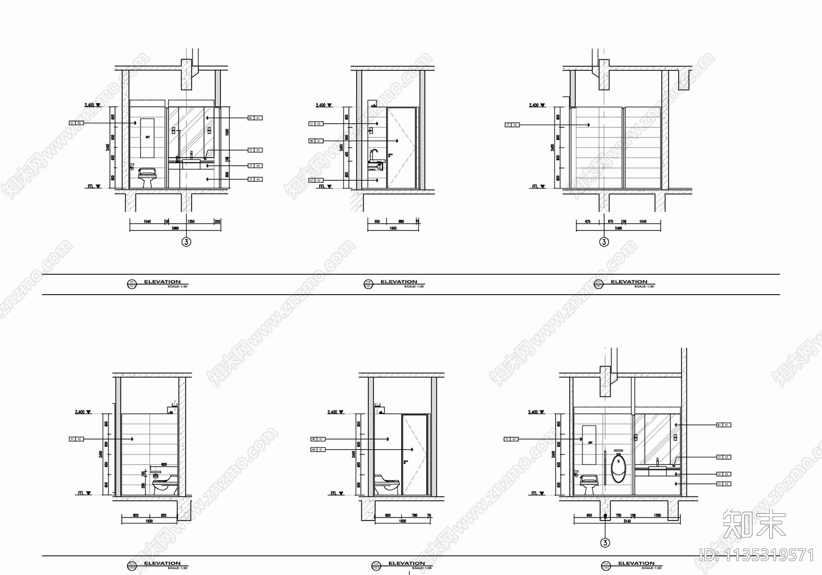 300㎡行政酒廊室内cad施工图下载【ID:1135319571】