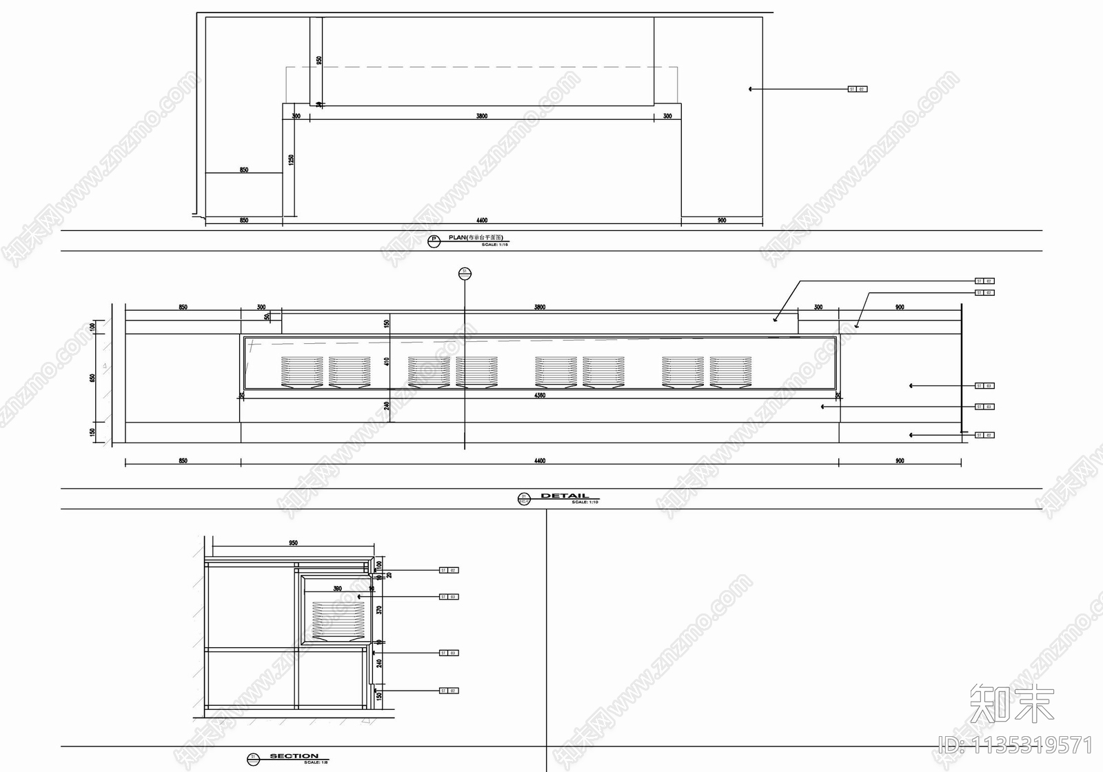 300㎡行政酒廊室内cad施工图下载【ID:1135319571】