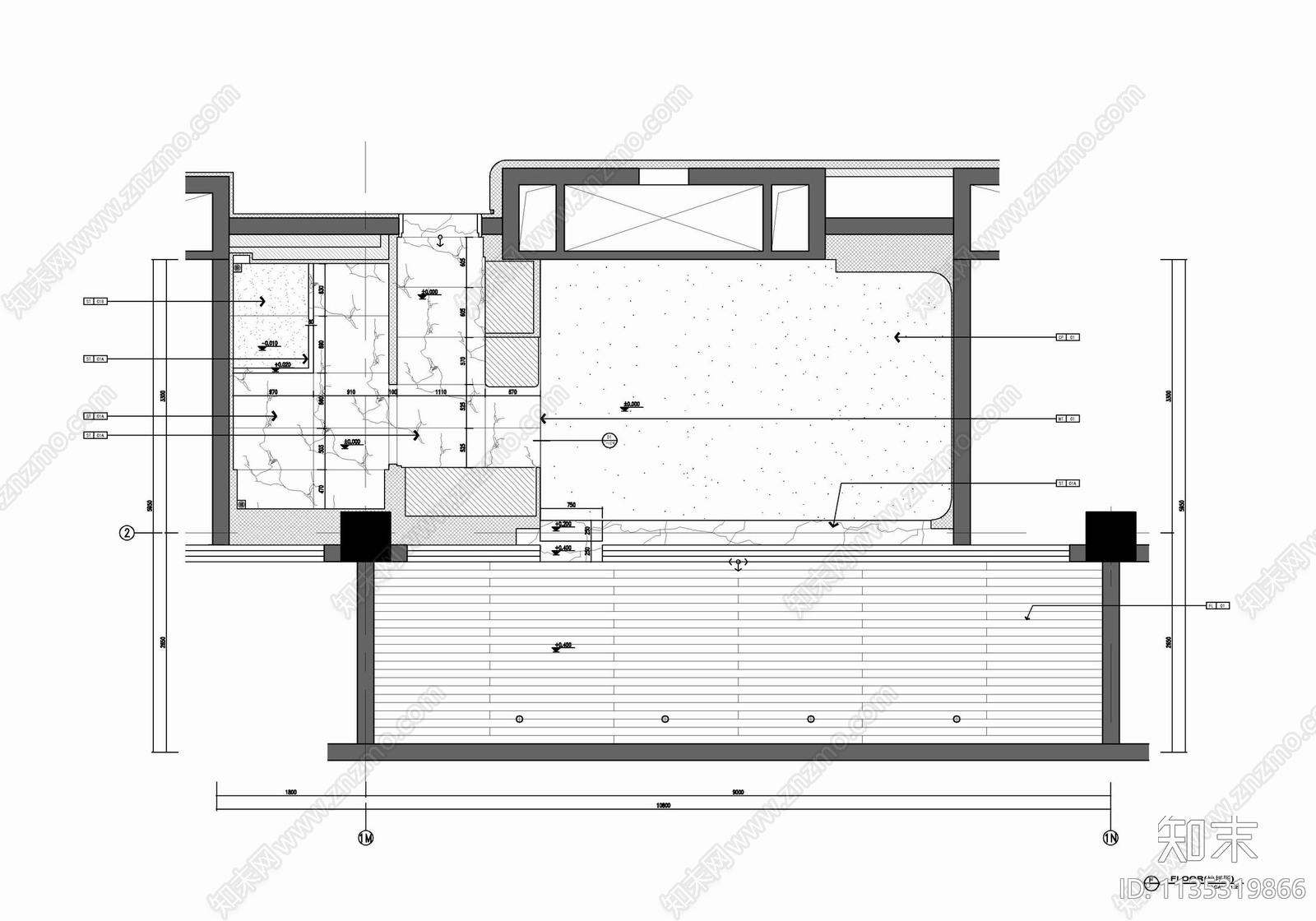 酒店大床房客房室内cad施工图下载【ID:1135319866】