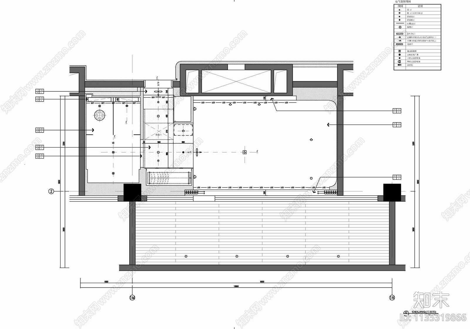 酒店大床房客房室内cad施工图下载【ID:1135319866】