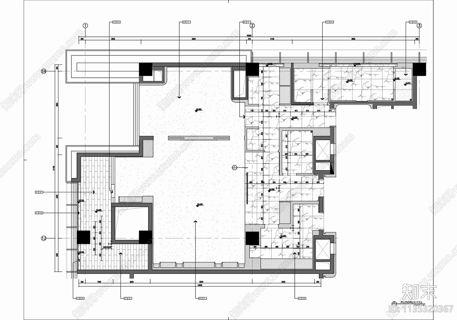 150㎡酒店豪华套房cad施工图下载【ID:1135320367】