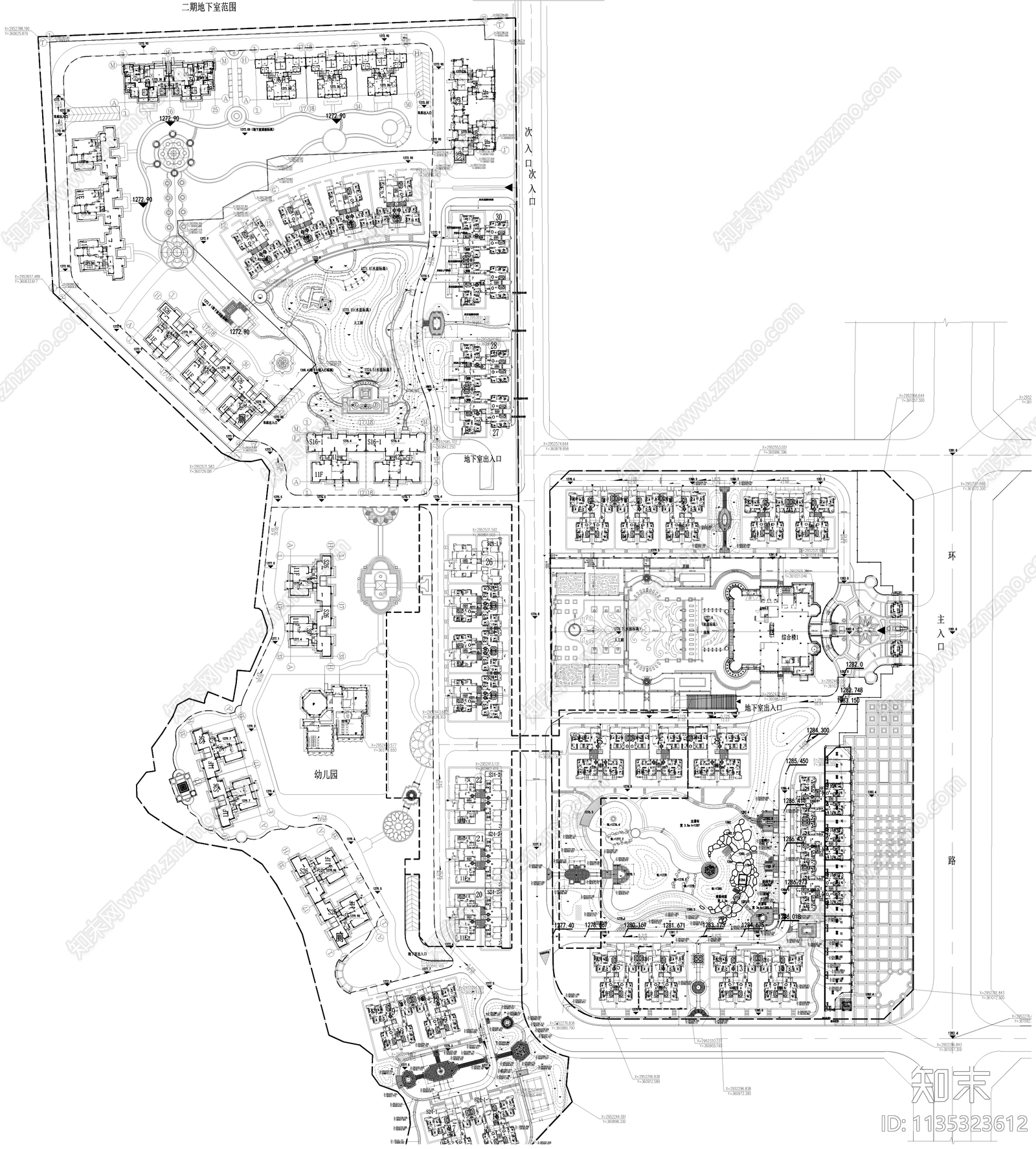 恒大绿洲新古典欧式景观总图施工图下载【ID:1135323612】