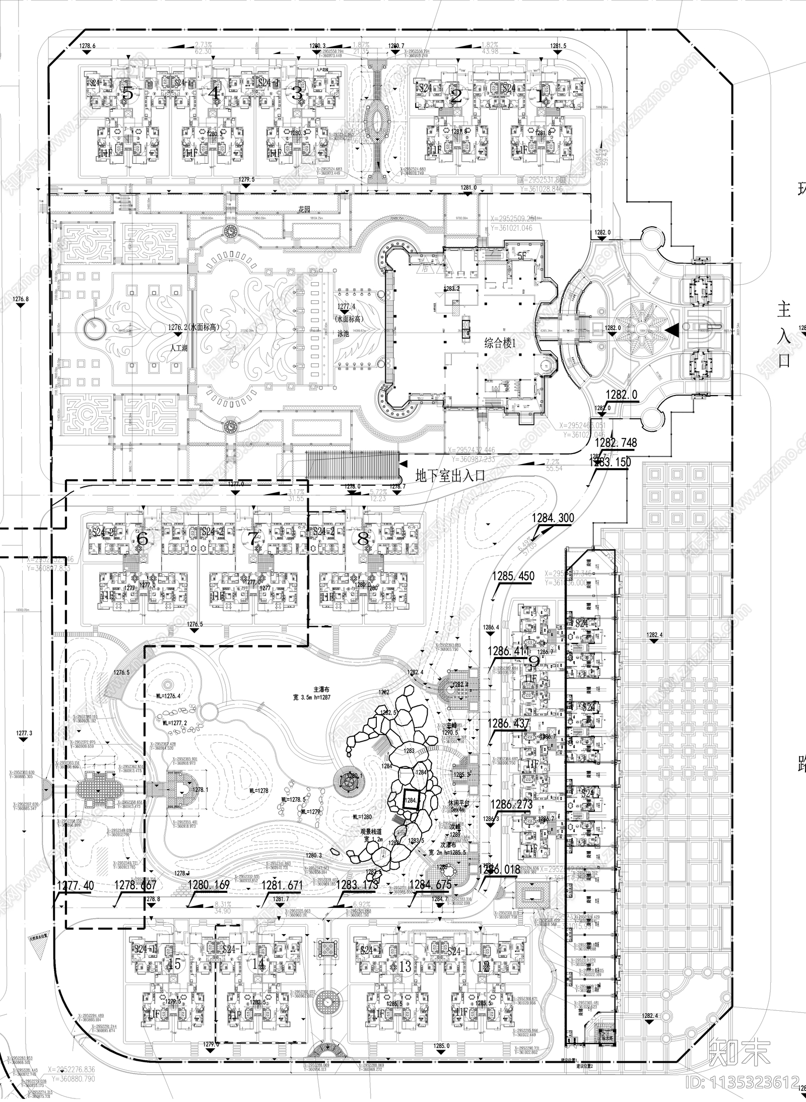 恒大绿洲新古典欧式景观总图cad施工图下载【ID:1135323612】