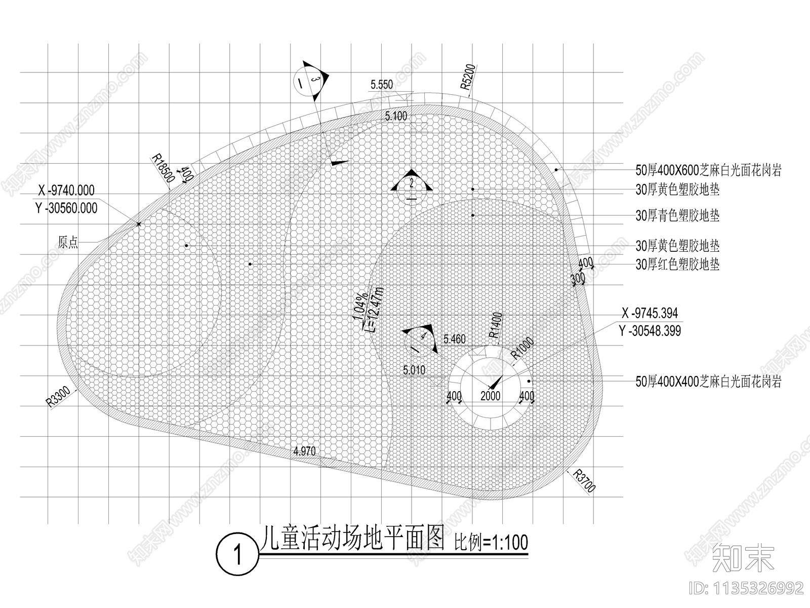 14套儿童活动区游乐场地景观平面图cad施工图下载【ID:1135326992】