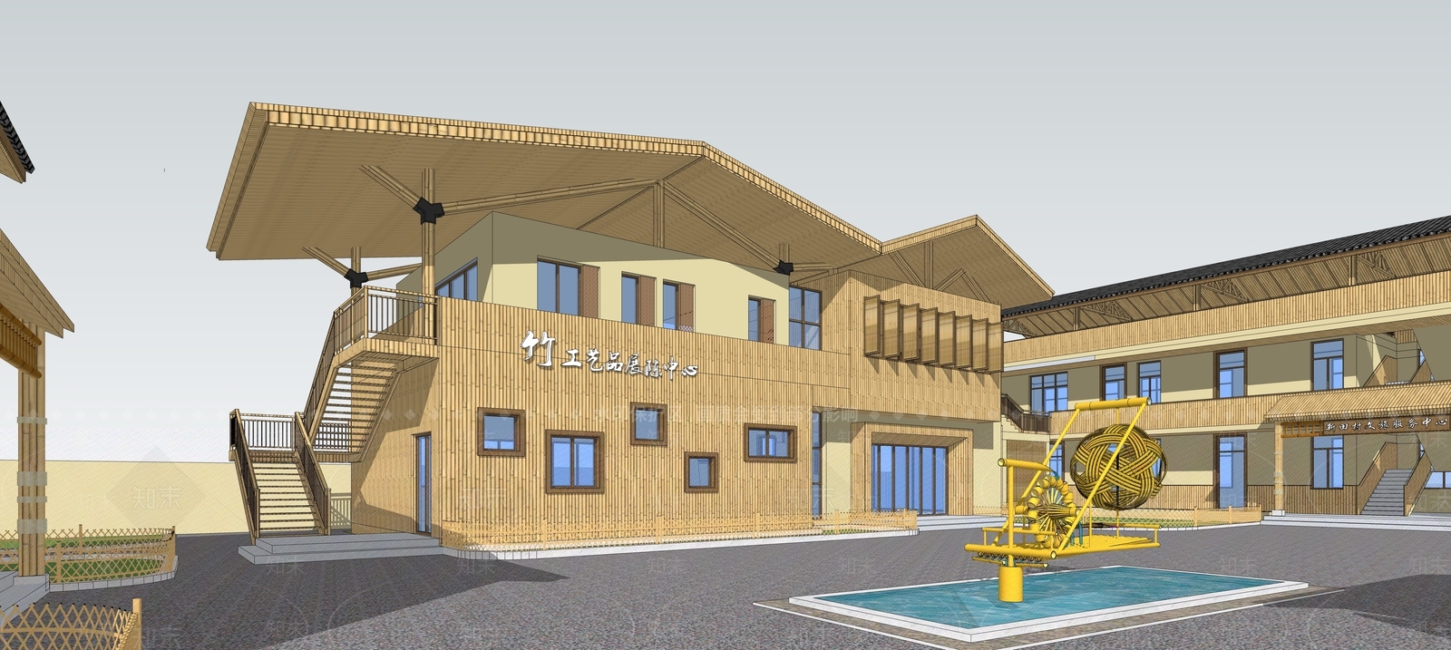 现代展览馆建筑SU模型下载【ID:1135333540】